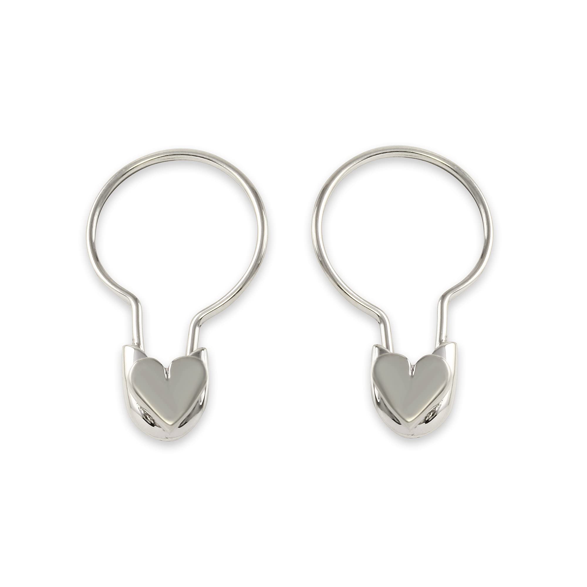 Monte Christo Gold Safety Pin Hoop Earrings for Women - Single Earring Jewelry Gift - Made in USA - Heart Charm Design - Perfect for Casual Wear, Parties & Unique Fashion Statements