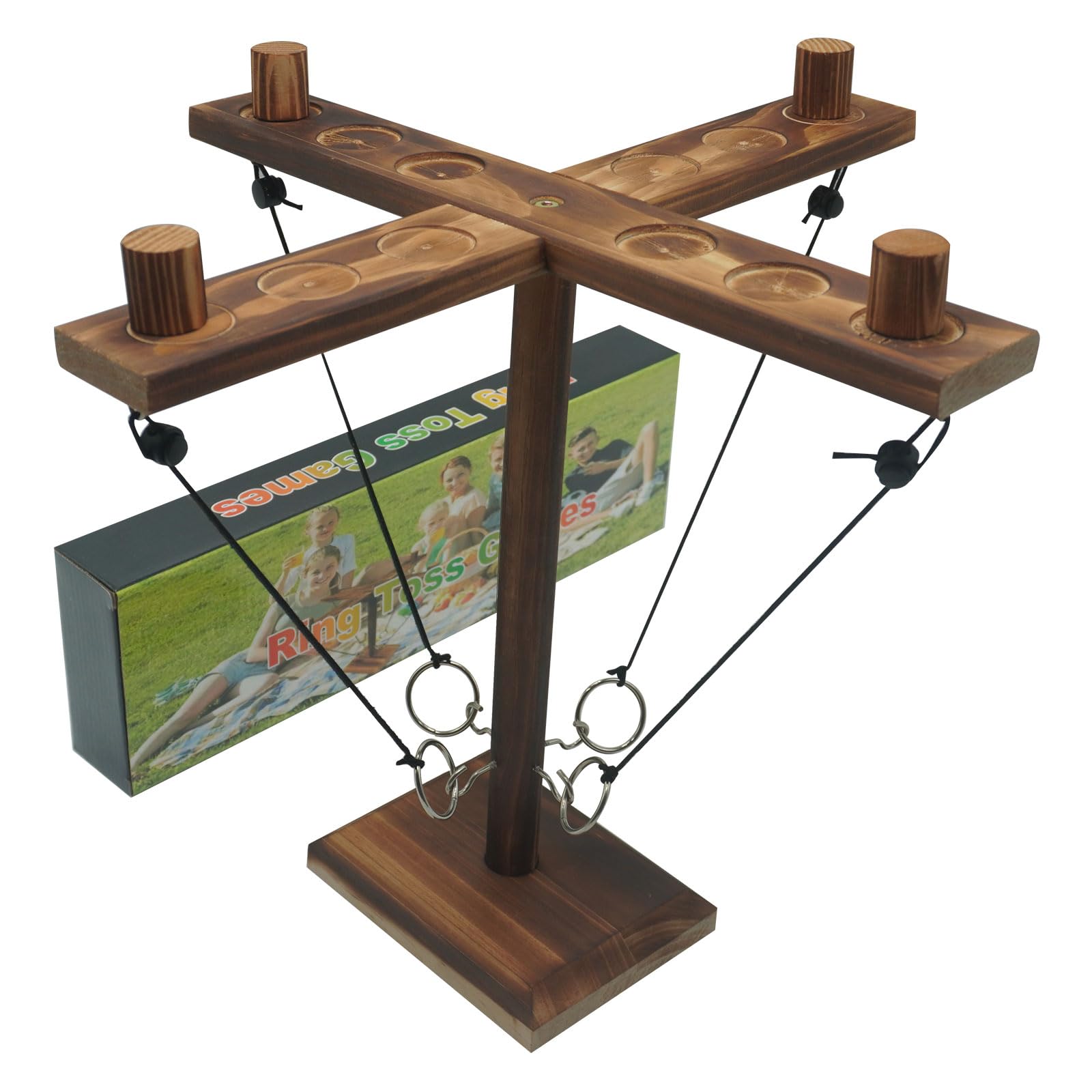 Premium Hook and Ring Toss Game Set for Adults - Large Outdoor & Indoor Ring Toss Game with String - Fun Tabletop Party Games for Bars, Family Gatherings, Backyard BBQs, and Game Nights