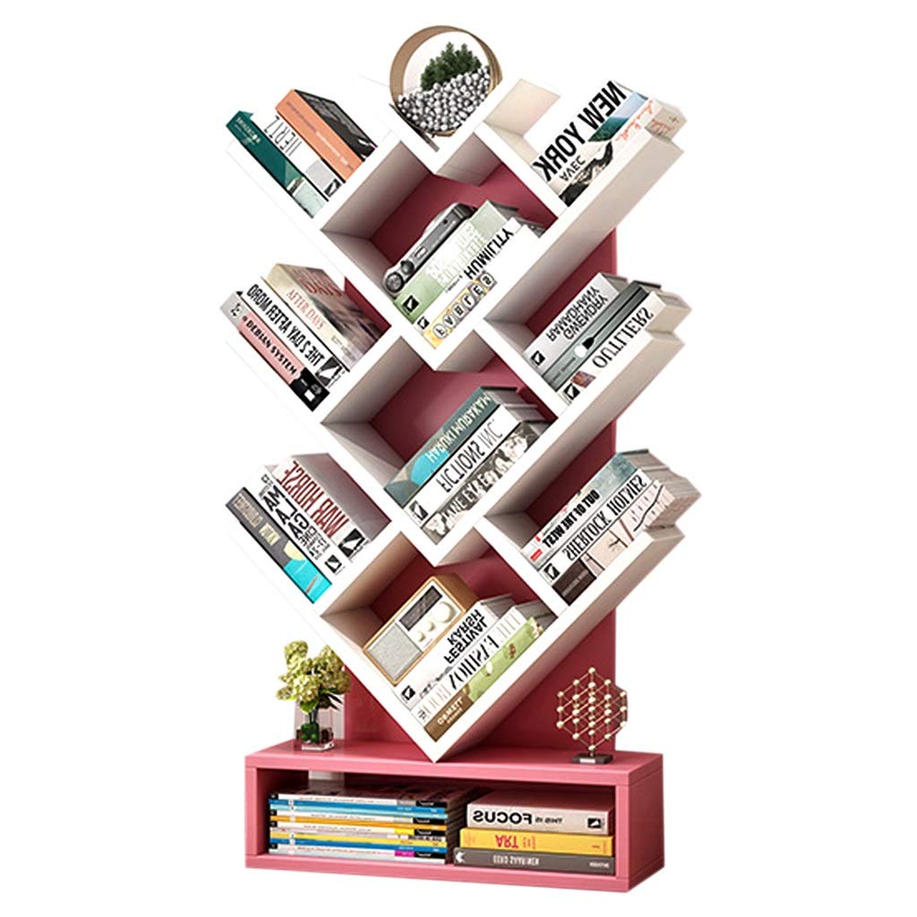 Stylish Solid Wood Bookshelf - 50x21.6x100cm Floor Standing Bookcase for Living Room, Study, or Bedroom - Personalized Magazine Storage Shelf in Elegant Pink - Perfect for Home Decor, Office Organization & Book Display