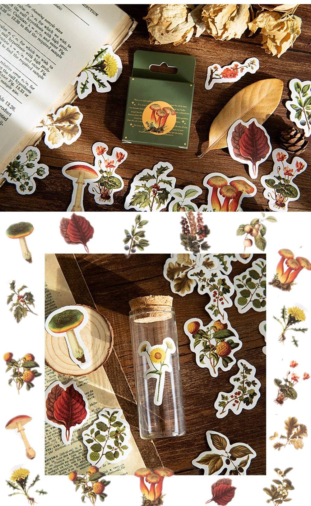 Aesthetic Plant Stickers Set - 92PC Cute Flower & Seasonal Wild Plant Decals for Scrapbooking, Fall Leaves Stickers for Laptop, Phone Case, Kindle, Journal, Planner, DIY Crafts - Perfect for Home Office, School Supplies & Gift Wrapping