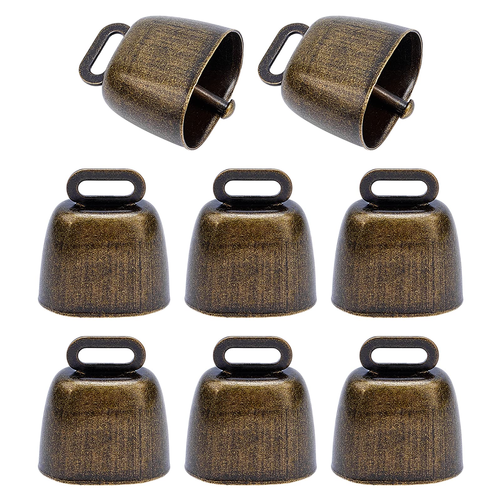 8 Pcs Vintage Iron Grazing Bells for Farm Animals - Cow, Horse, Sheep & Cattle - Durable Metal Pet Bells with Classic Retro Design - Perfect for Ranch, Farm, and Outdoor Animal Tracking