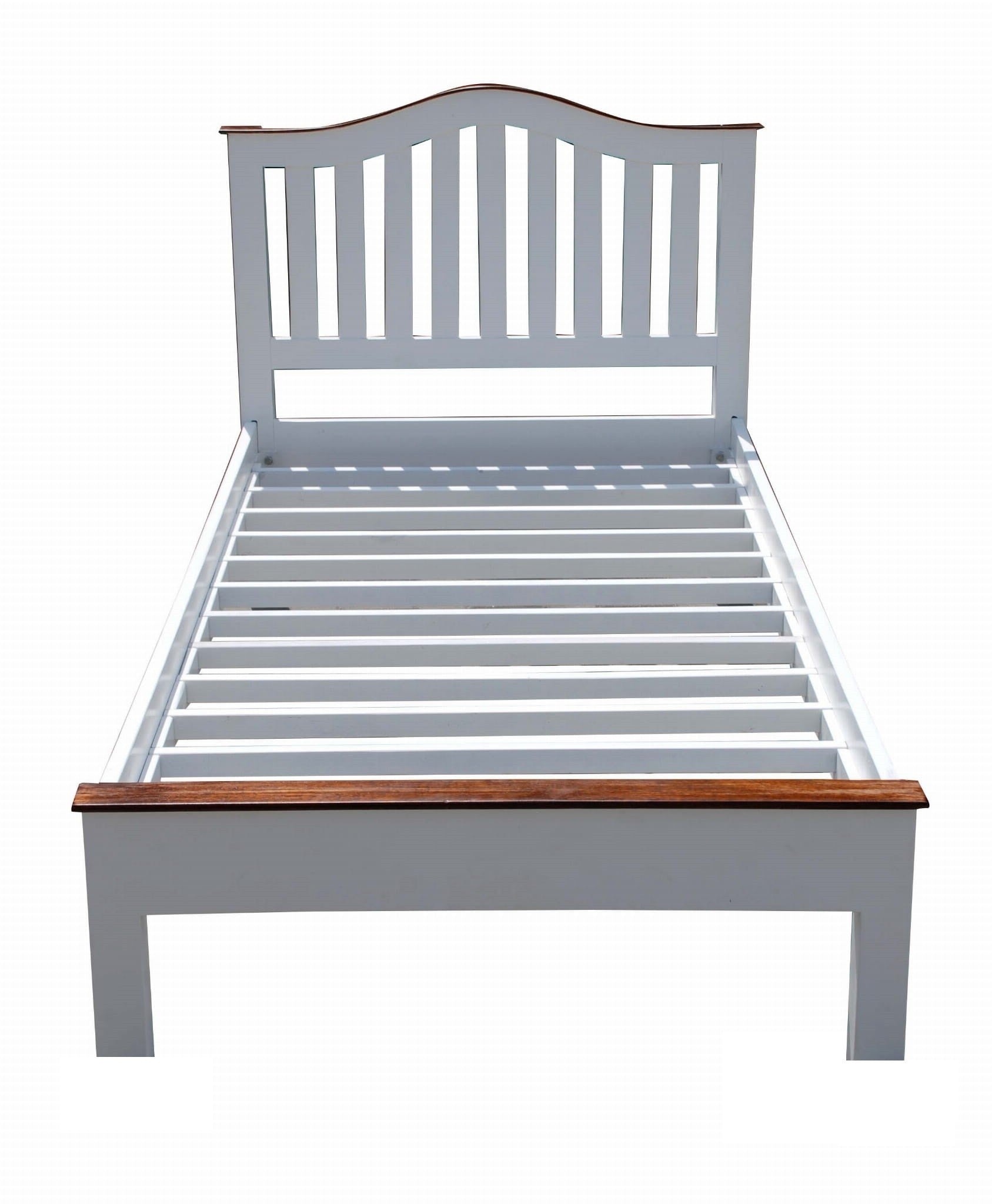 French White Wooden Single Bed Frame - Minimalist Solid Wood Bed for Kids, Teens & Guest Rooms - Perfect for Small Spaces & Cozy Bedrooms