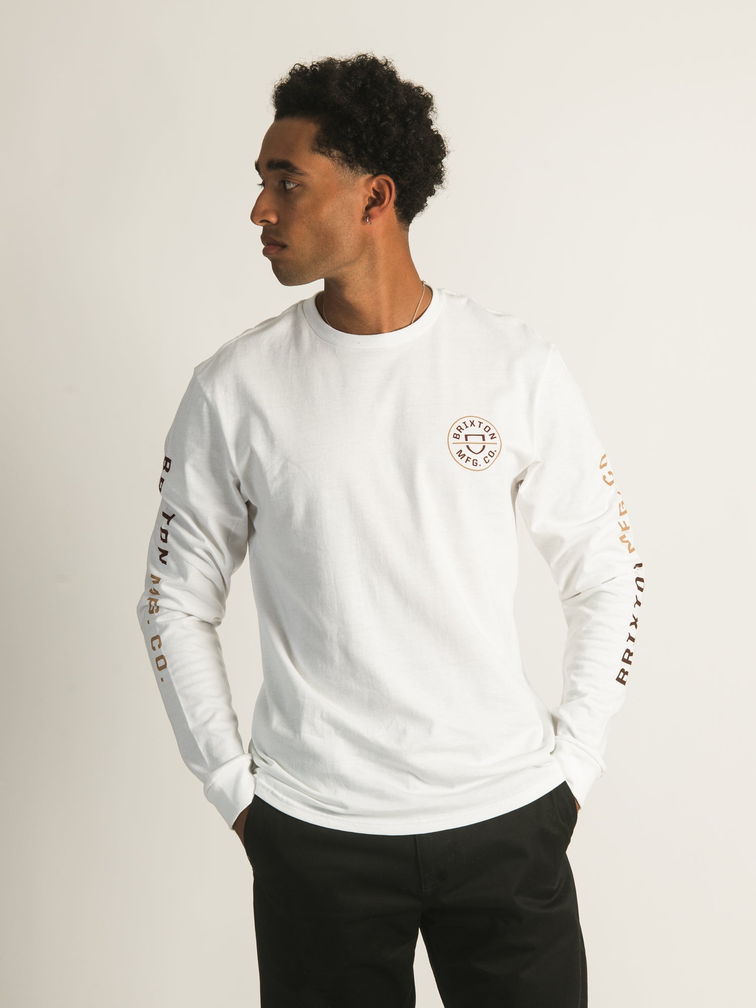 Brixton Crest Long Sleeve T-Shirt for Men - Soft Cotton Casual Tee - Clearance Sale - Perfect for Everyday Wear & Outdoor Activities