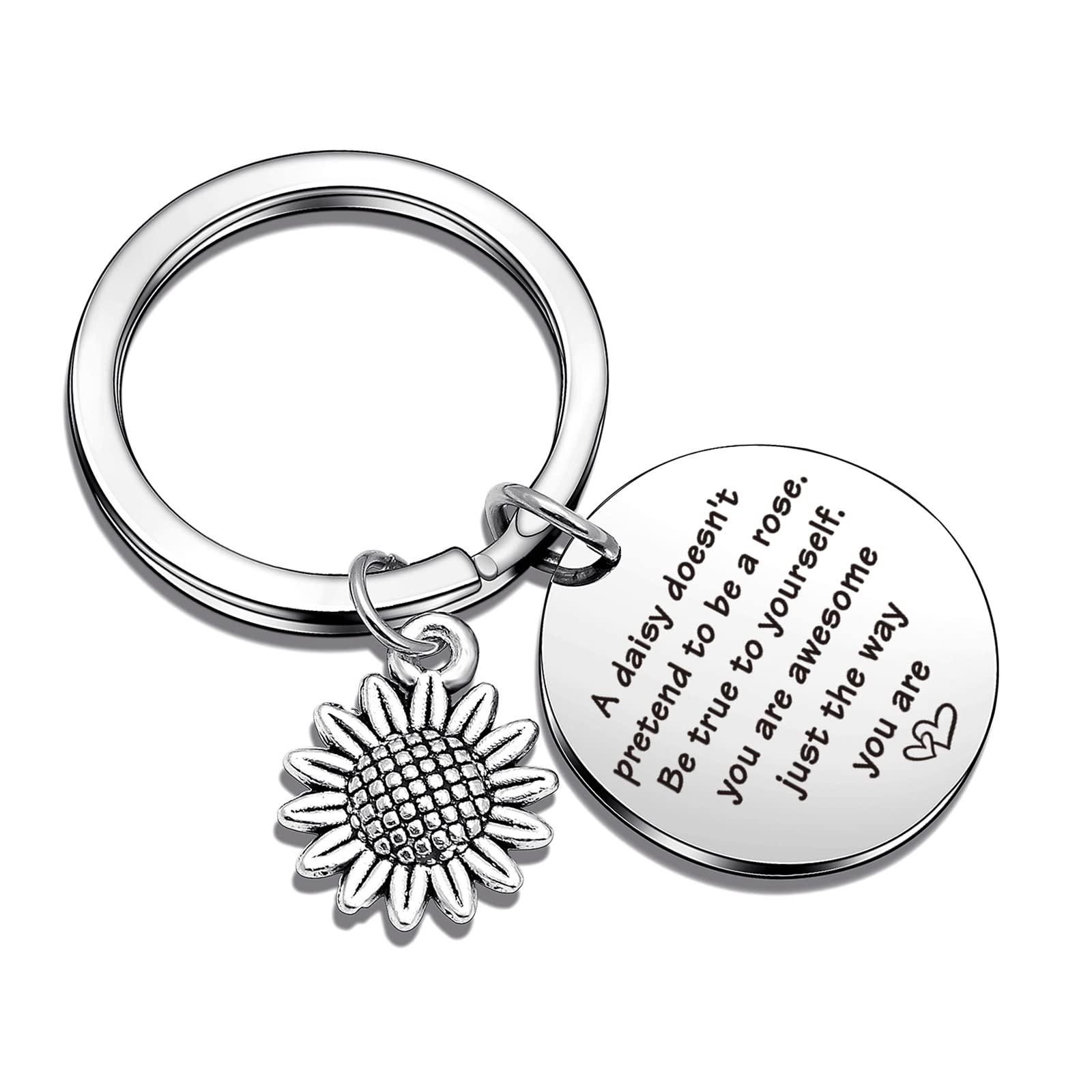 Daisy Keychain for Best Friends - Stainless Steel Friendship Jewelry - Perfect Gift for Daughter, Cousin & My Tribe - Daisy Lover Accessories for Everyday Carry & Special Occasions