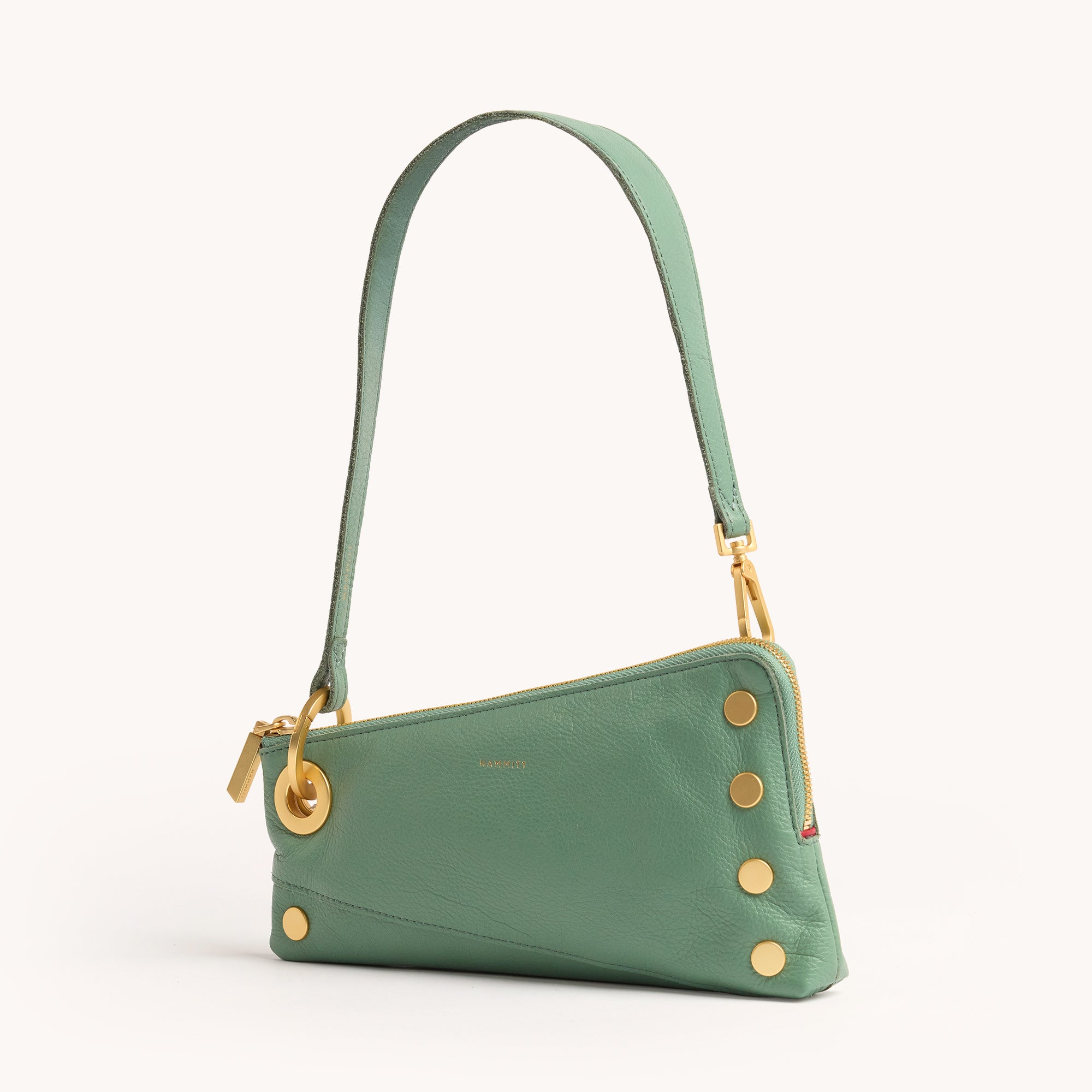 Nash Pochette Handbag - Artichoke Green & Brushed Gold Clutch for Women | Perfect for Evening Parties, Weddings & Special Events