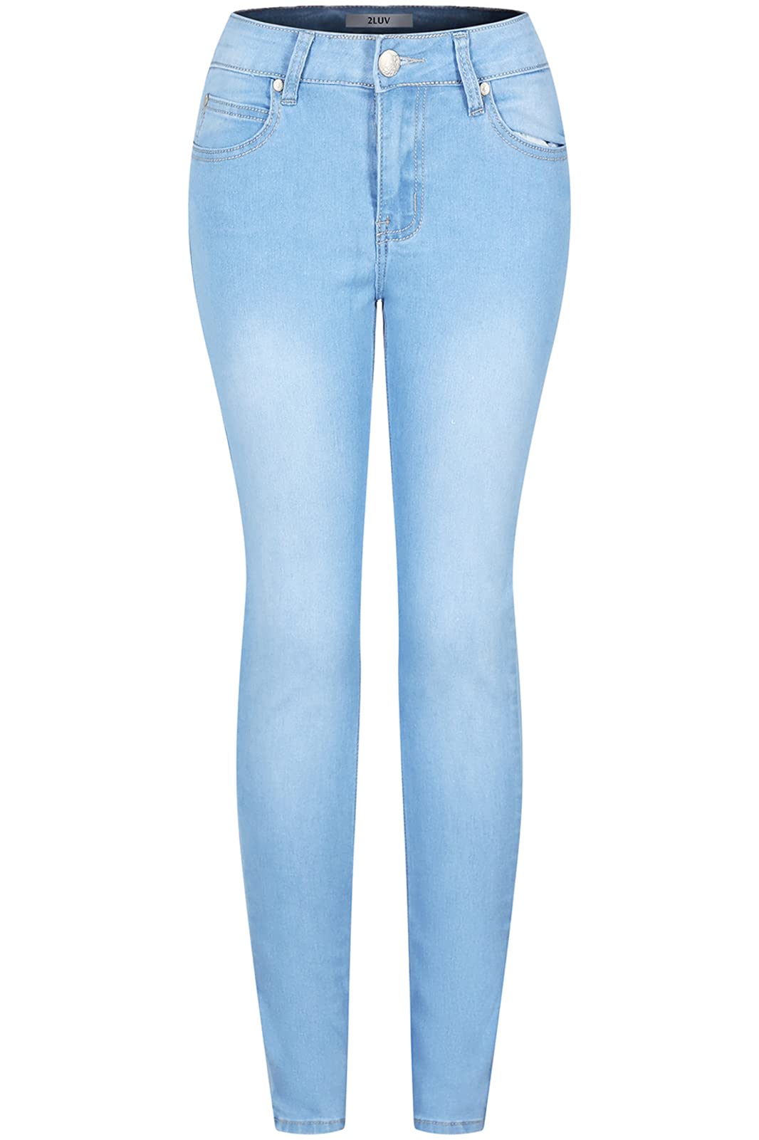 2LUV Women's Stretchy 5-Pocket Dark Acid Wash Skinny Jeans - High Waist Slim Fit Denim Pants for Juniors | Back to School, Casual Wear, Night Out & Everyday Fashion