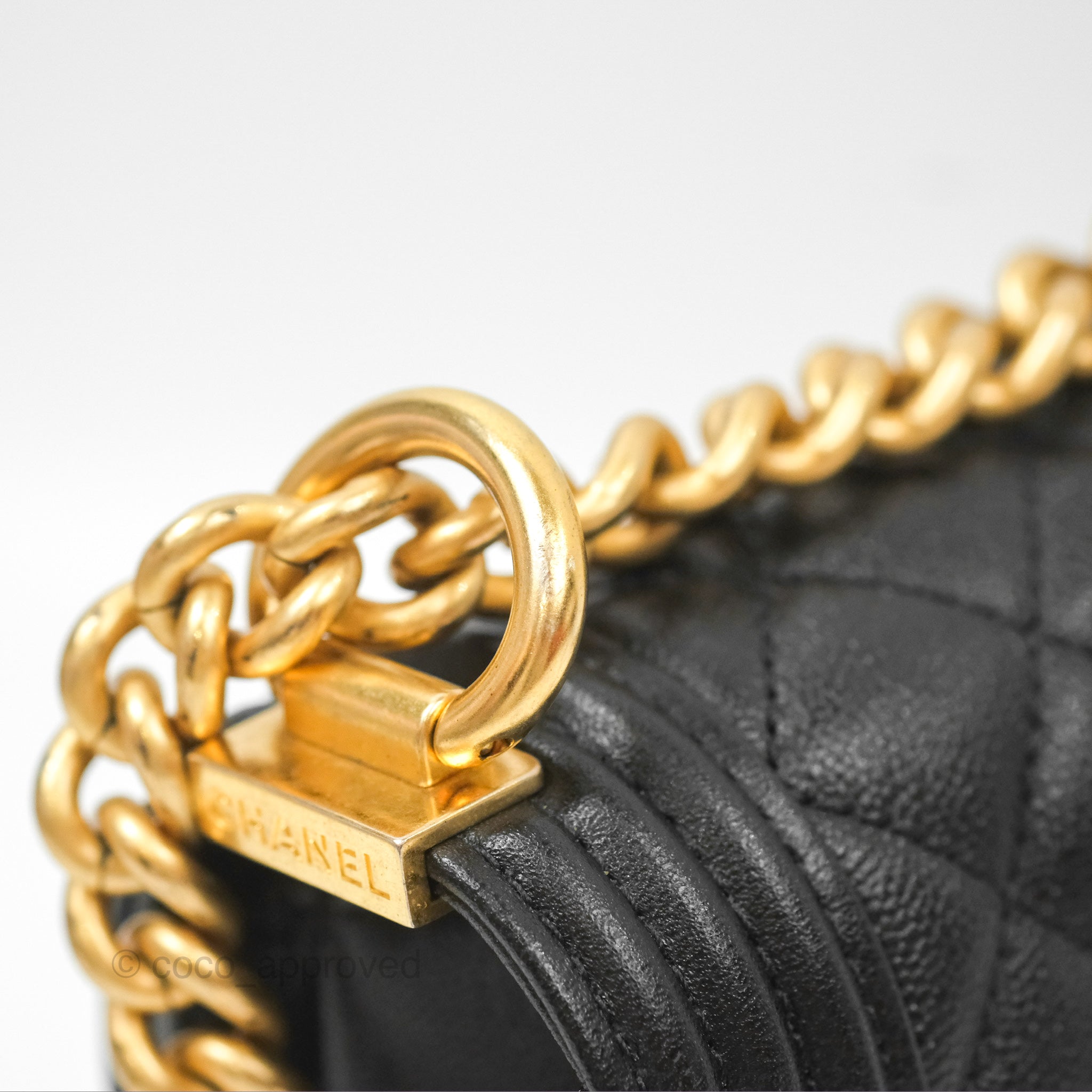 Chanel Boy Messenger Bag Black Caviar Leather with Aged Gold Hardware - Luxury Crossbody Bag for Women, Perfect for Work, Travel & Evening Events