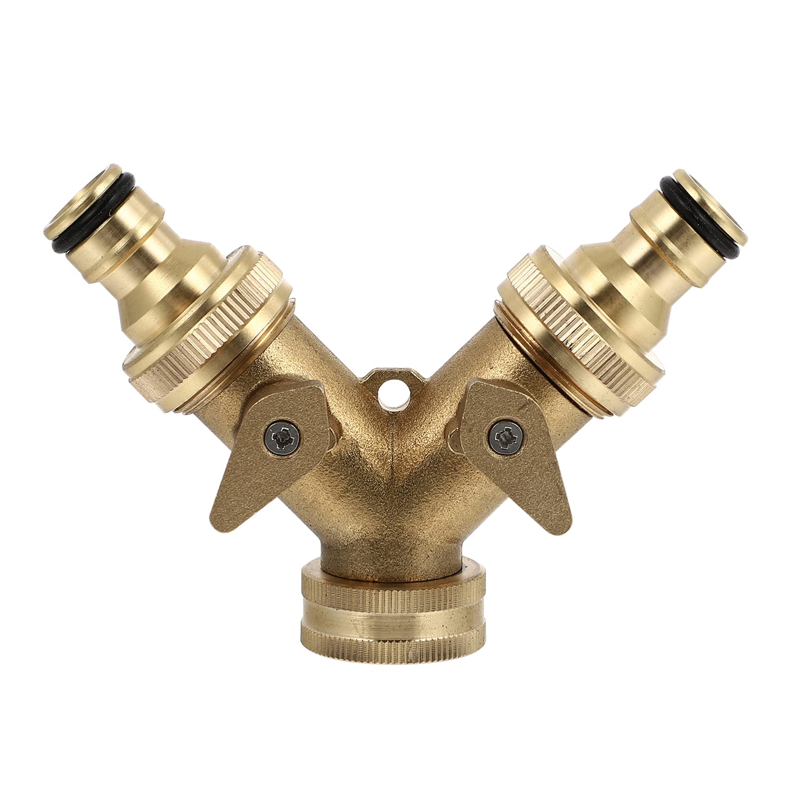 2-Way Brass Garden Hose Splitter - Heavy Duty Y Connector for Outdoor Watering, Lawn Irrigation & Car Washing - YARDWE Hose Adapter with Leak-Proof Design