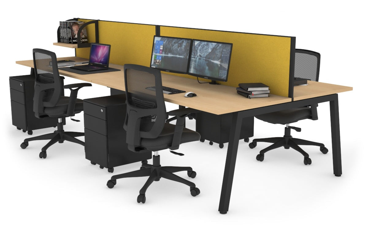 Quadro 4-Person Office Workstation Desk - 1400L x 700W Dimensions - Perfect for Team Collaboration, Open Office Spaces & Coworking Environments