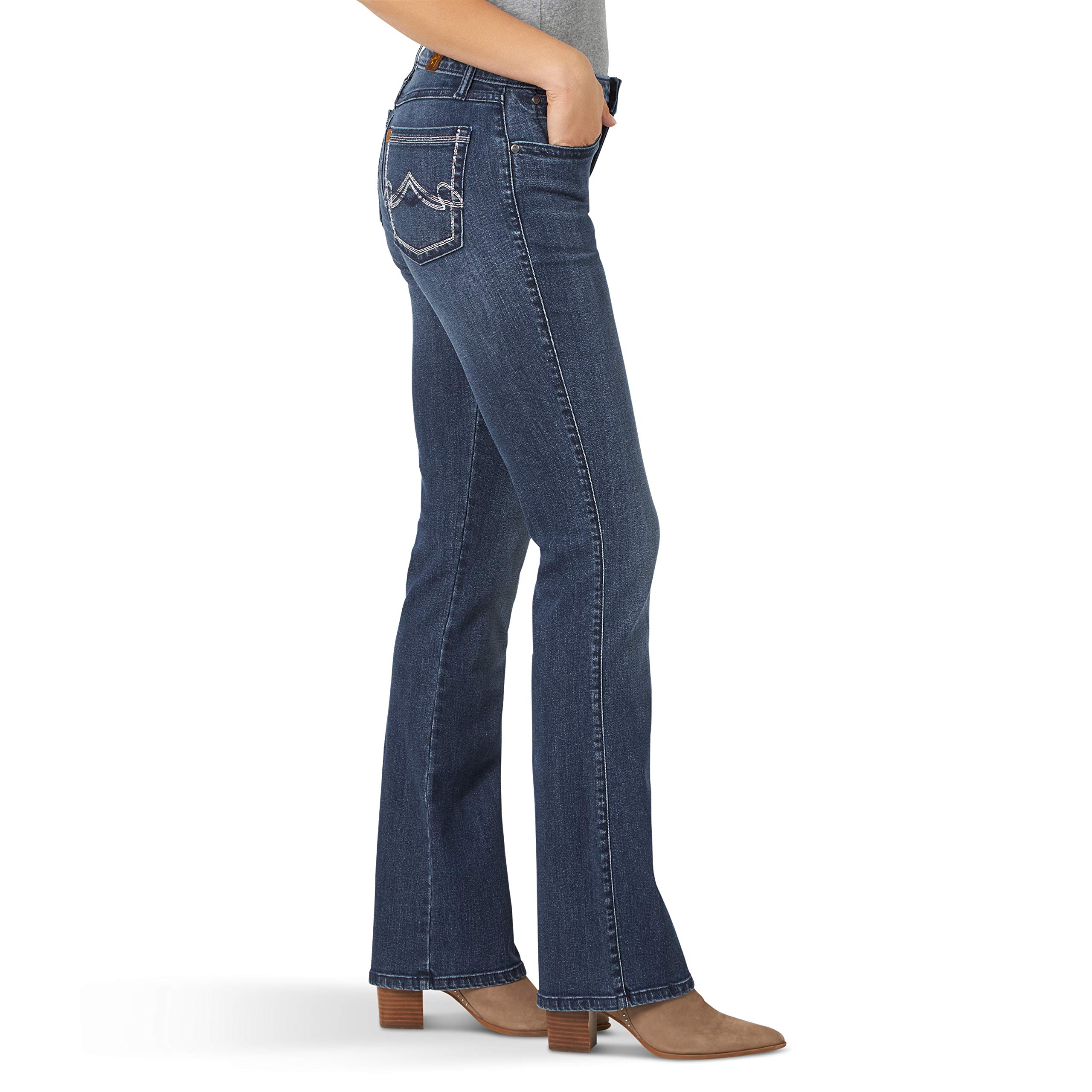 Wrangler Women's Aura Instantly Slimming Mid Rise Boot Cut Jeans - Flattering & Comfortable Denim Pants for Casual Wear, Work & Everyday Outfits