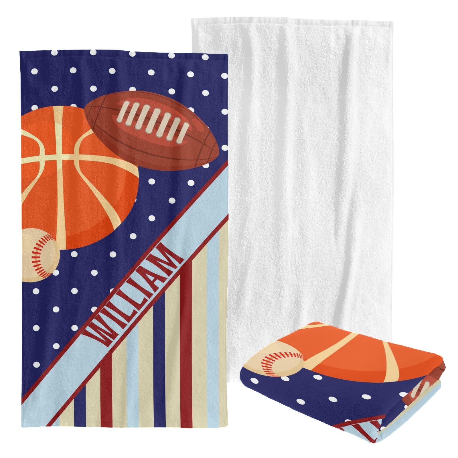 Custom Personalized Beach Towels - Soft Quick-Dry Bath Towels for Swimming, Sunbathing & Travel - Striped Colorful Design for Kids, Men, Women, Boys & Girls - Perfect for Pool, Beach & Vacation Gifts