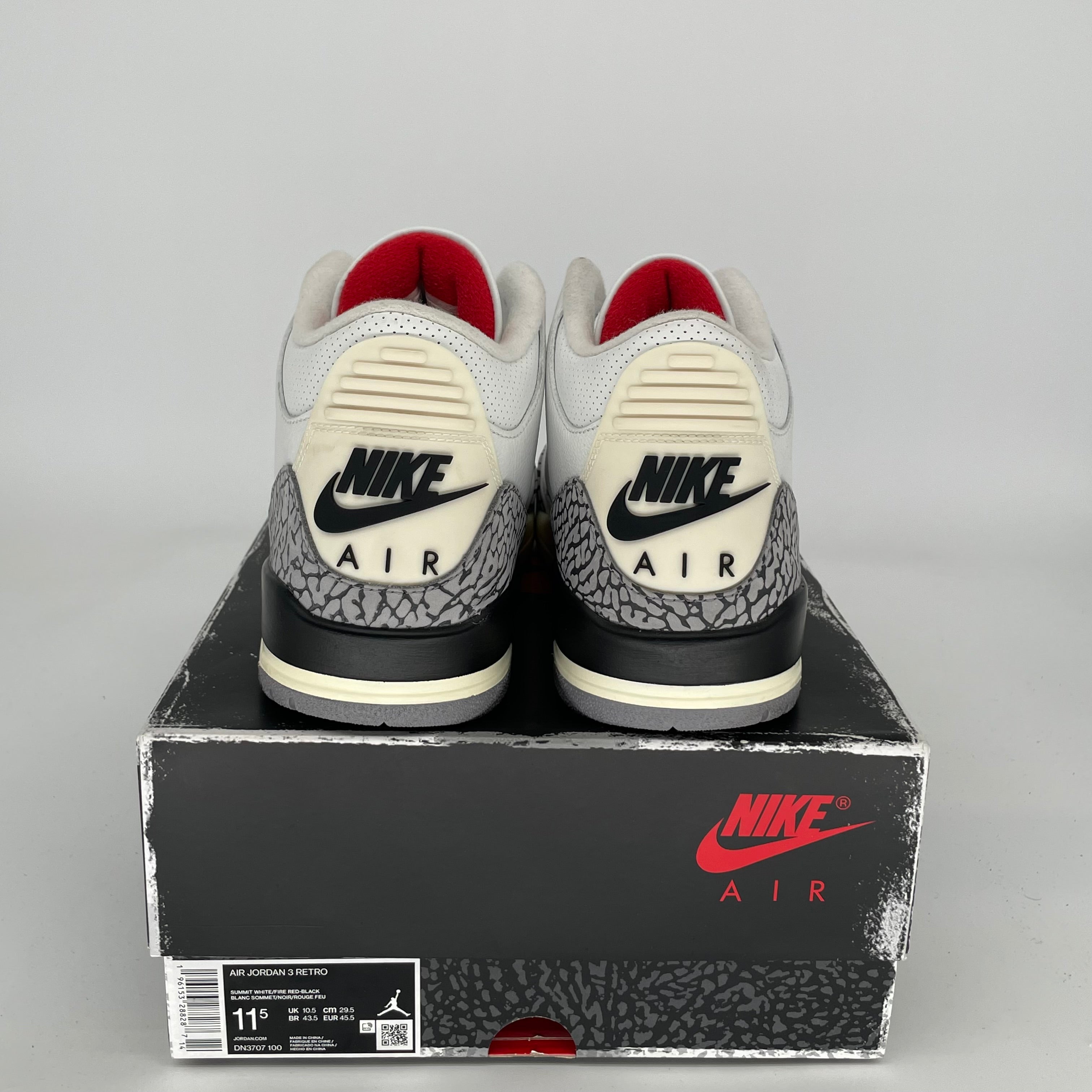 AIR JORDAN 3 White Cement Reimagined Retro Sneakers - Men's Size 11.5 (DN3707-100) - Authentic Basketball Shoes for Streetwear & Casual Outfits