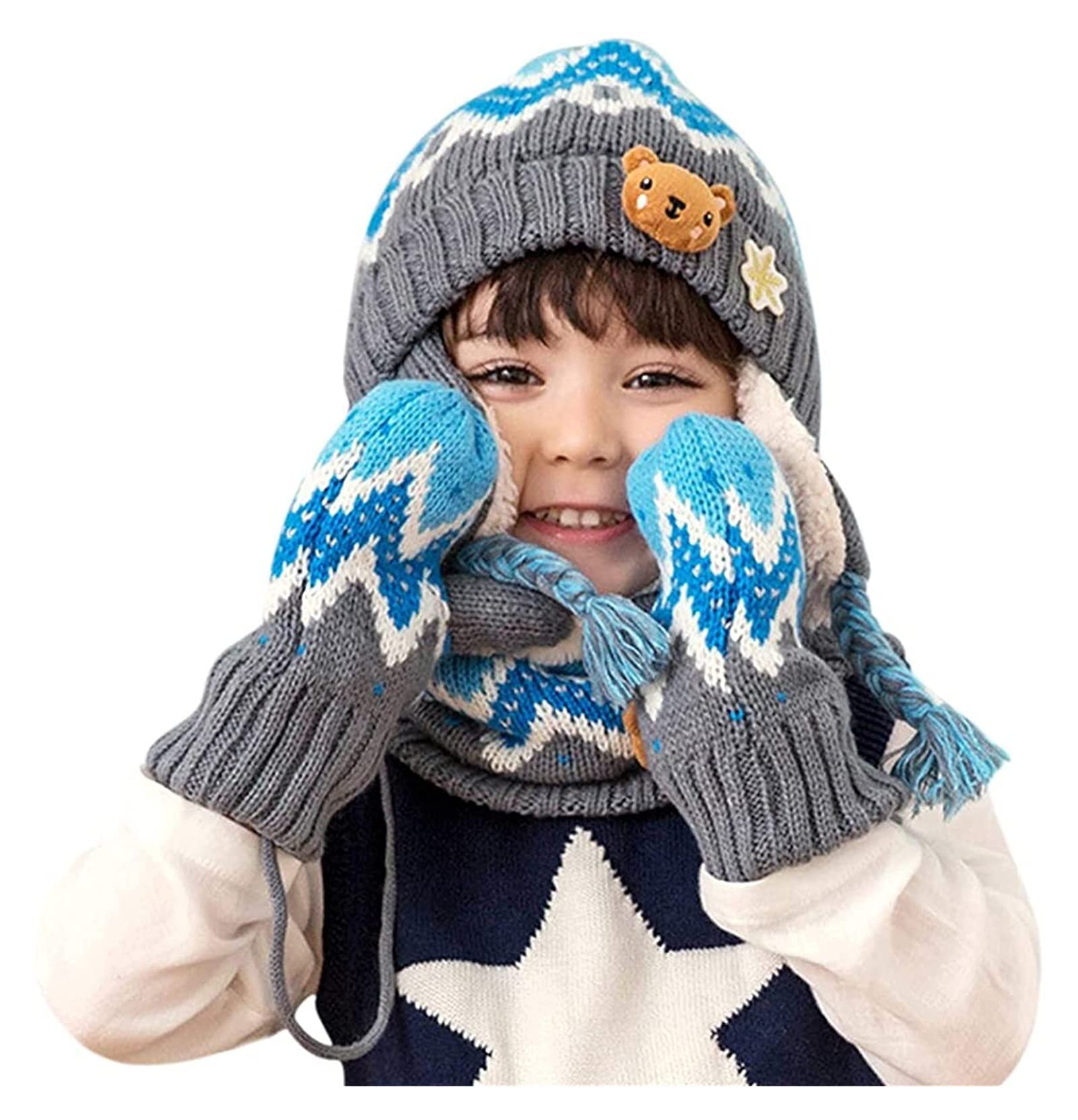 Adorable Knitted Baby Hat Scarf Gloves Set - Warm Woolen Winter Accessories for Boys & Girls (1-6 Years) - Soft & Cozy for Newborns & Toddlers - Perfect for Cold Weather, Outdoor Play & Winter Photoshoots