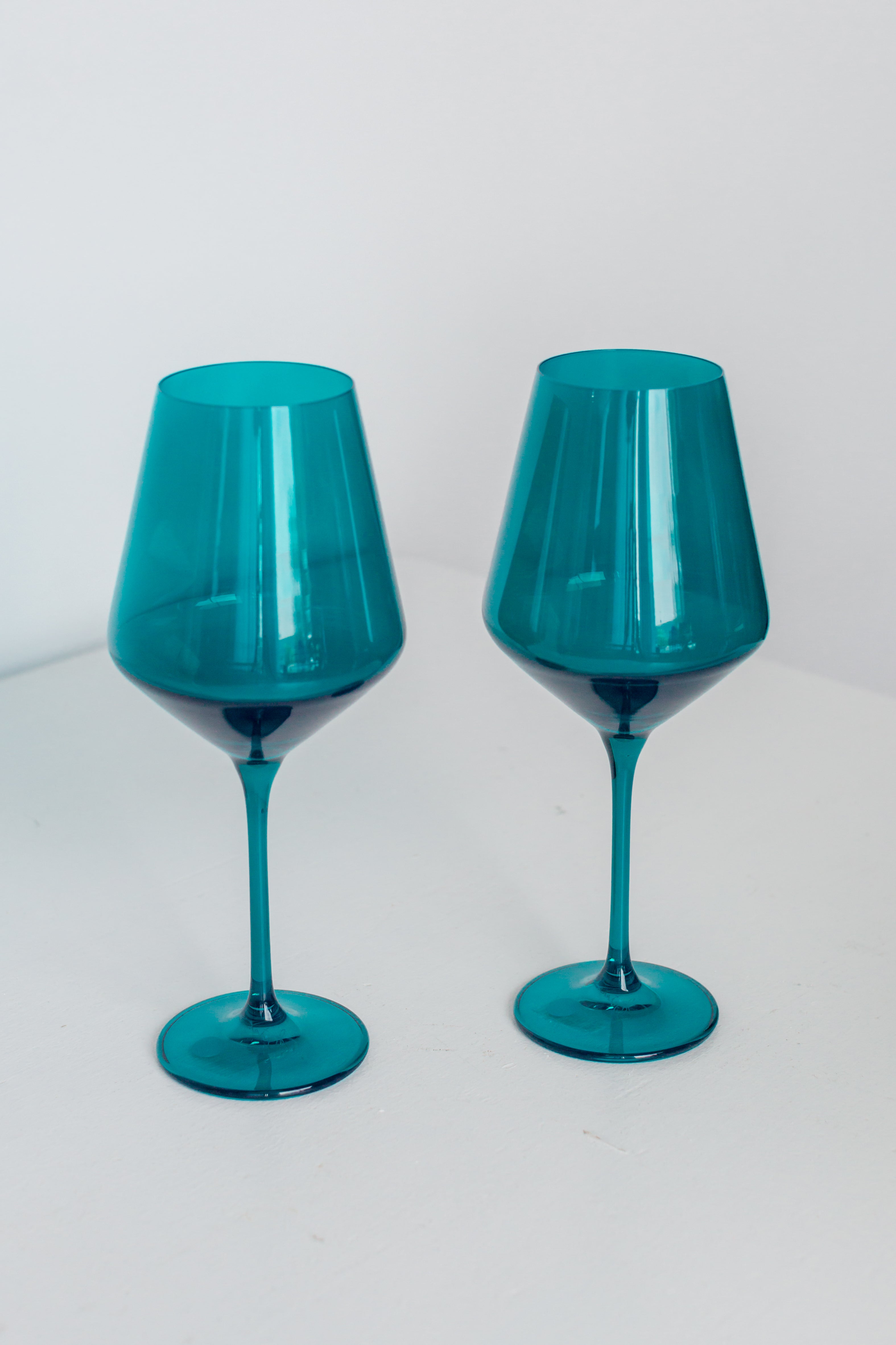 Estelle Teal Wine Glasses Set of 2 - Elegant Stemware for Red & White Wine - Perfect for Dinner Parties & Romantic Date Nights