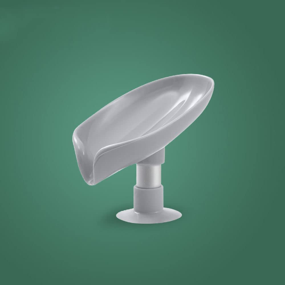 Leaf-Shaped Soap Holder with Drain - Bathroom & Shower Soap Tray for Sponge Storage - Gray Bathroom Organizer for Spa-Like Shower Experience