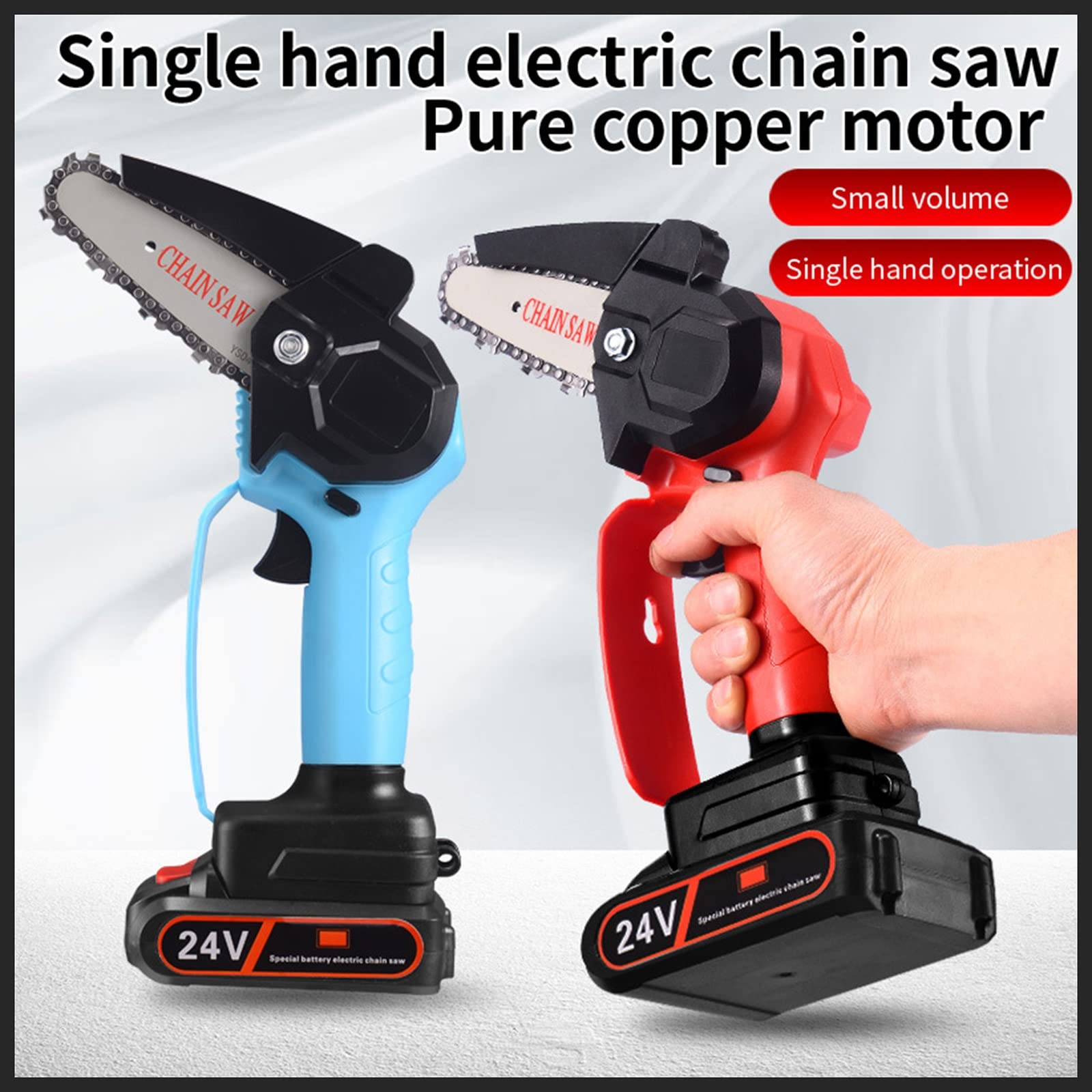 36V Cordless Mini Chainsaw with Battery & Charger - 4 Inch Handheld Electric Chainsaw with Safety Lock for Tree Trimming, Wood Cutting, Gardening & DIY Projects - Perfect for Home, Yard & Outdoor Use