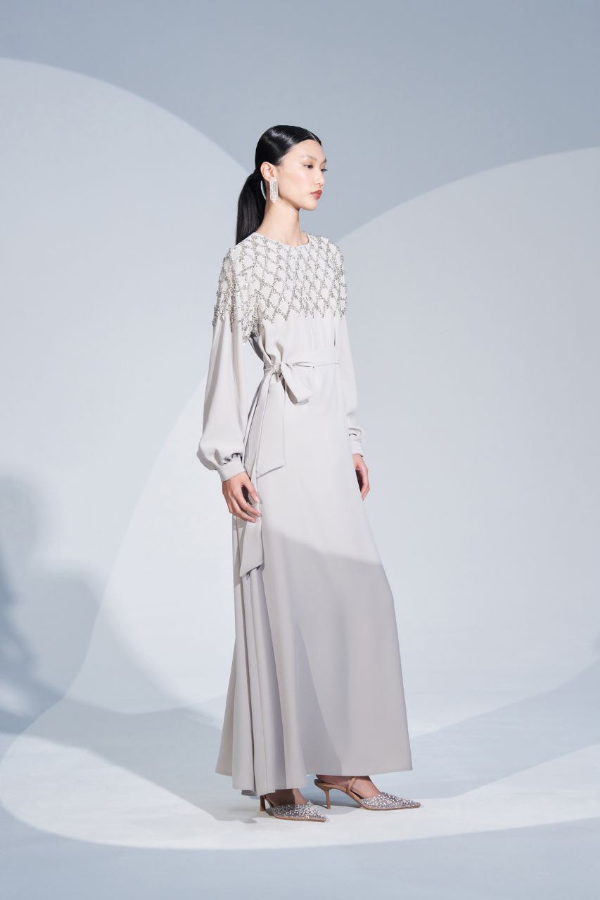 Elegant Rhinestone Embellished Abaya Dress for Women - Available in 3 Colors (Black, Navy, Burgundy) | Perfect for Eid, Weddings & Special Occasions
