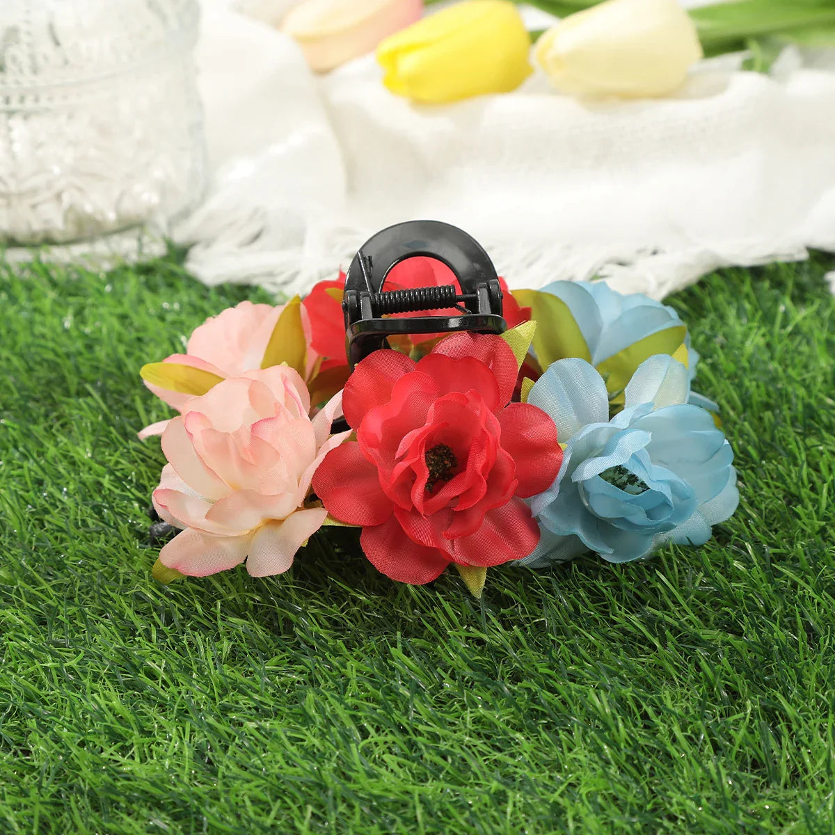 Haimeikang Large Flower Hair Clips for Women - Thick Hair Barrettes, Crab Claw Hairpins, Summer Fashion Hair Accessories for Weddings, Parties, and Everyday Wear