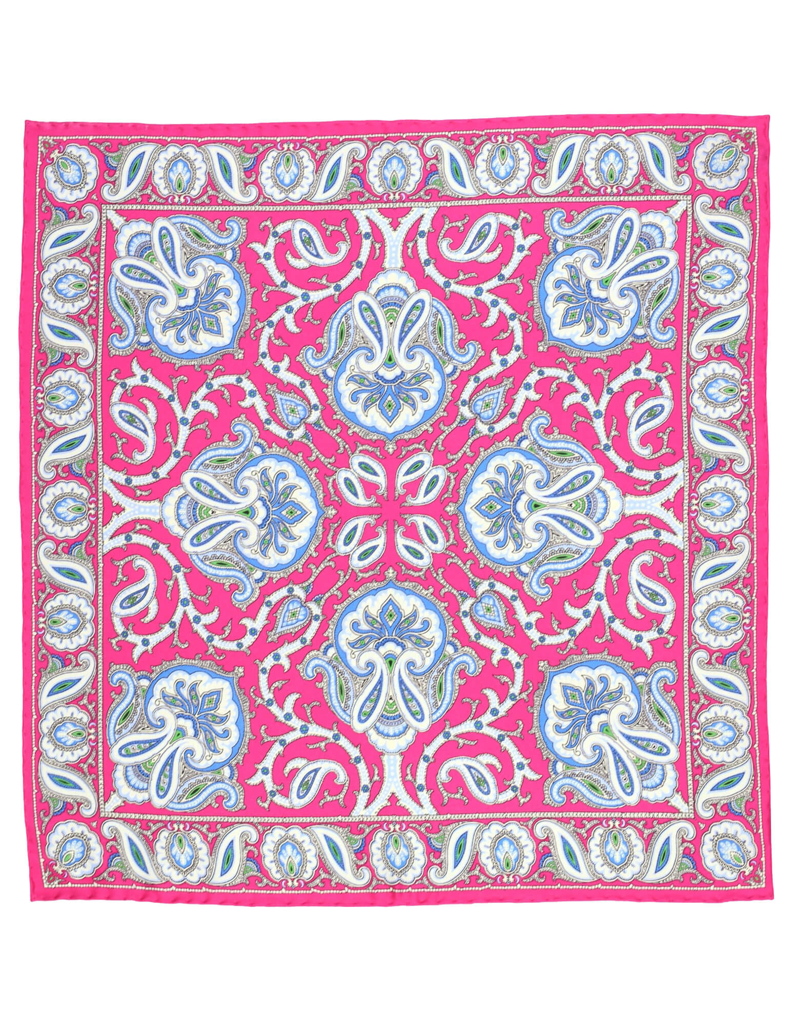 DÉCLIC Portishead Paisley Pocket Square for Men - Fuchsia Silk Handkerchief - Perfect for Weddings, Suits & Formal Occasions
