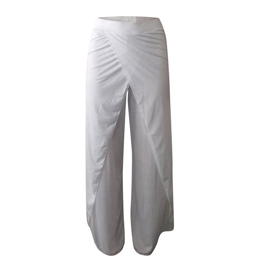 WPYYI Women's High Waisted Wide Leg Yoga Pants - Stretchy Loose Lounge Pants for Yoga, Dance & Fitness - Breathable Comfortable Plus Size Workout Pants (White, Medium) - Perfect for Home, Gym & Casual Wear