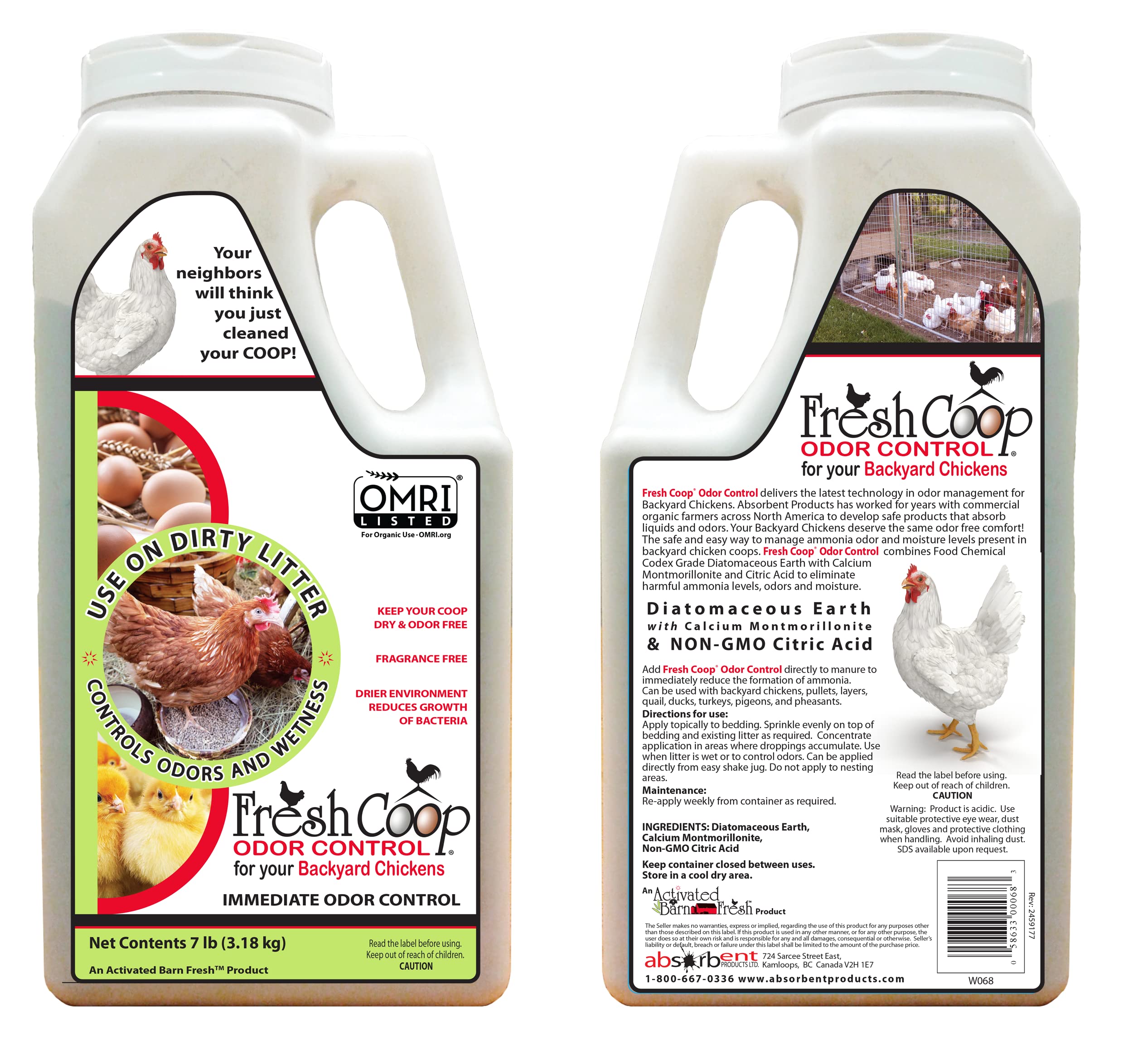 Progressive Planet Fresh Coop Odor Control, 7lb Jug - Ammonia Neutralizer & Moisture Absorber for Chicken Coops - Food-Grade Diatomaceous Earth & Citric Acid - Extends Poultry Bedding Life & Enhances Freshness - Ideal for Chicken Coop Maintenance & Odor Elimination