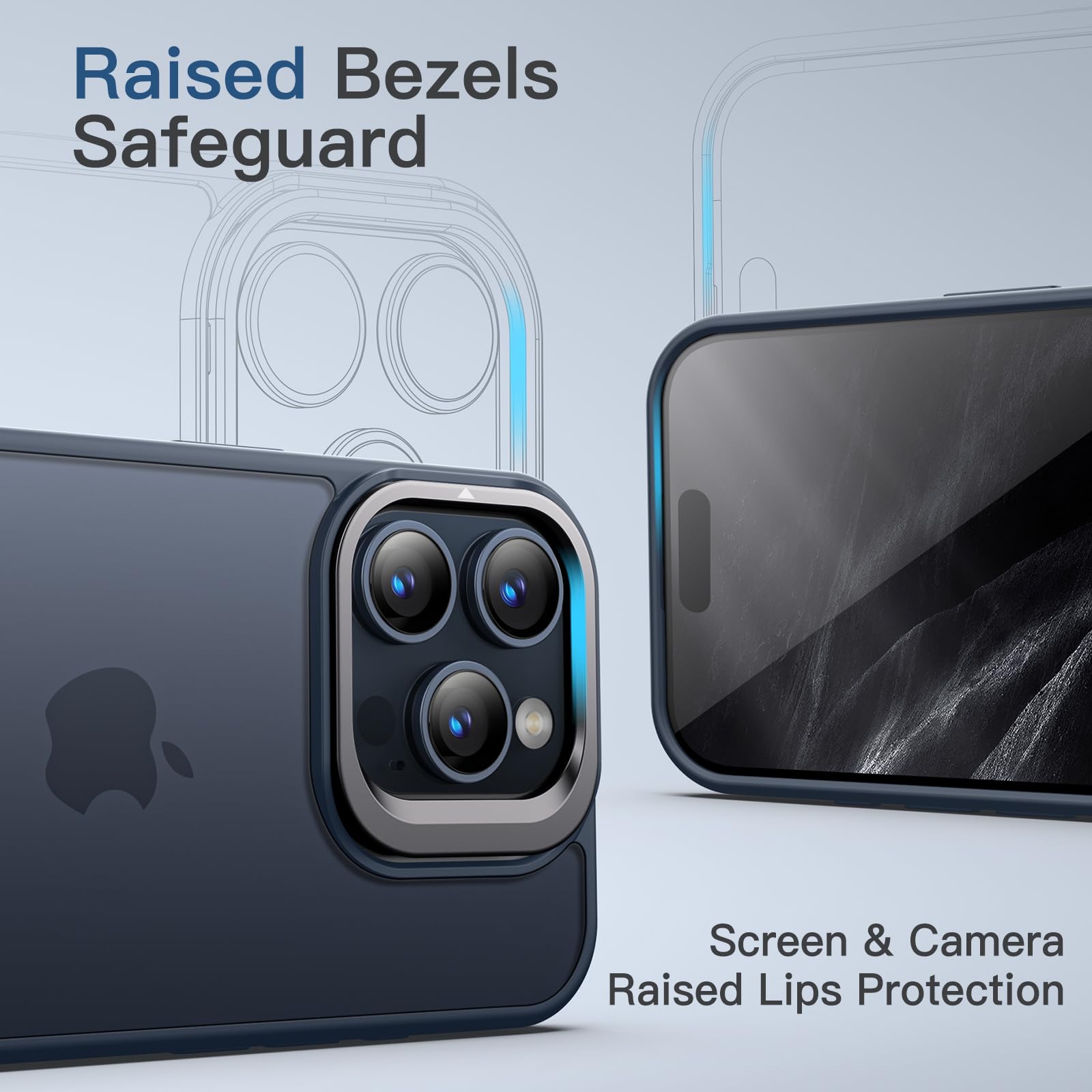 JETech iPhone 15 Pro Max Case with Kickstand & Camera Stand - Military Drop Protection for Outdoor & Travel