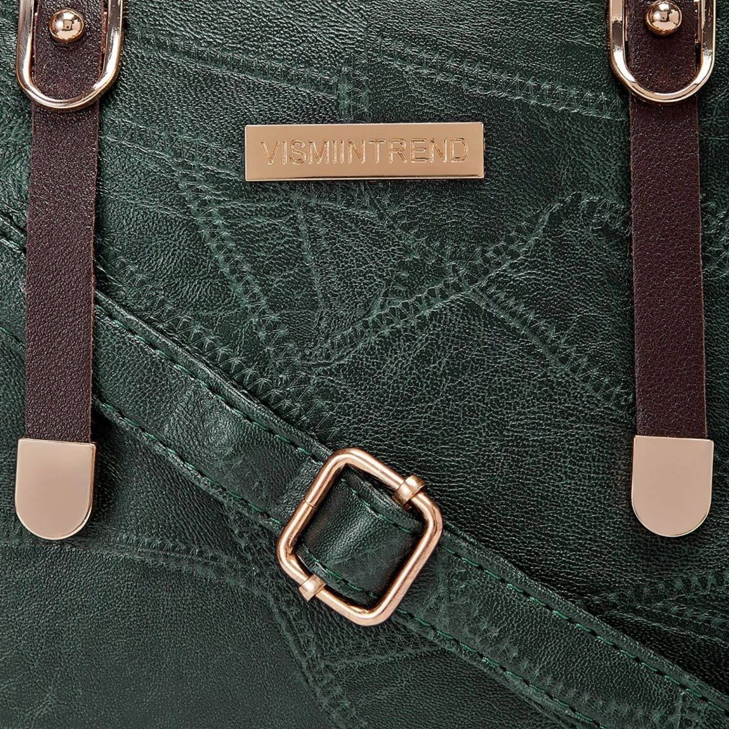 Stylish Women's Leather Tote Shoulder Bag with Tassel - Green & Brown Crossbody Handbag for Work, Travel & Everyday Use | Fashionable Satchel Purse with Handle