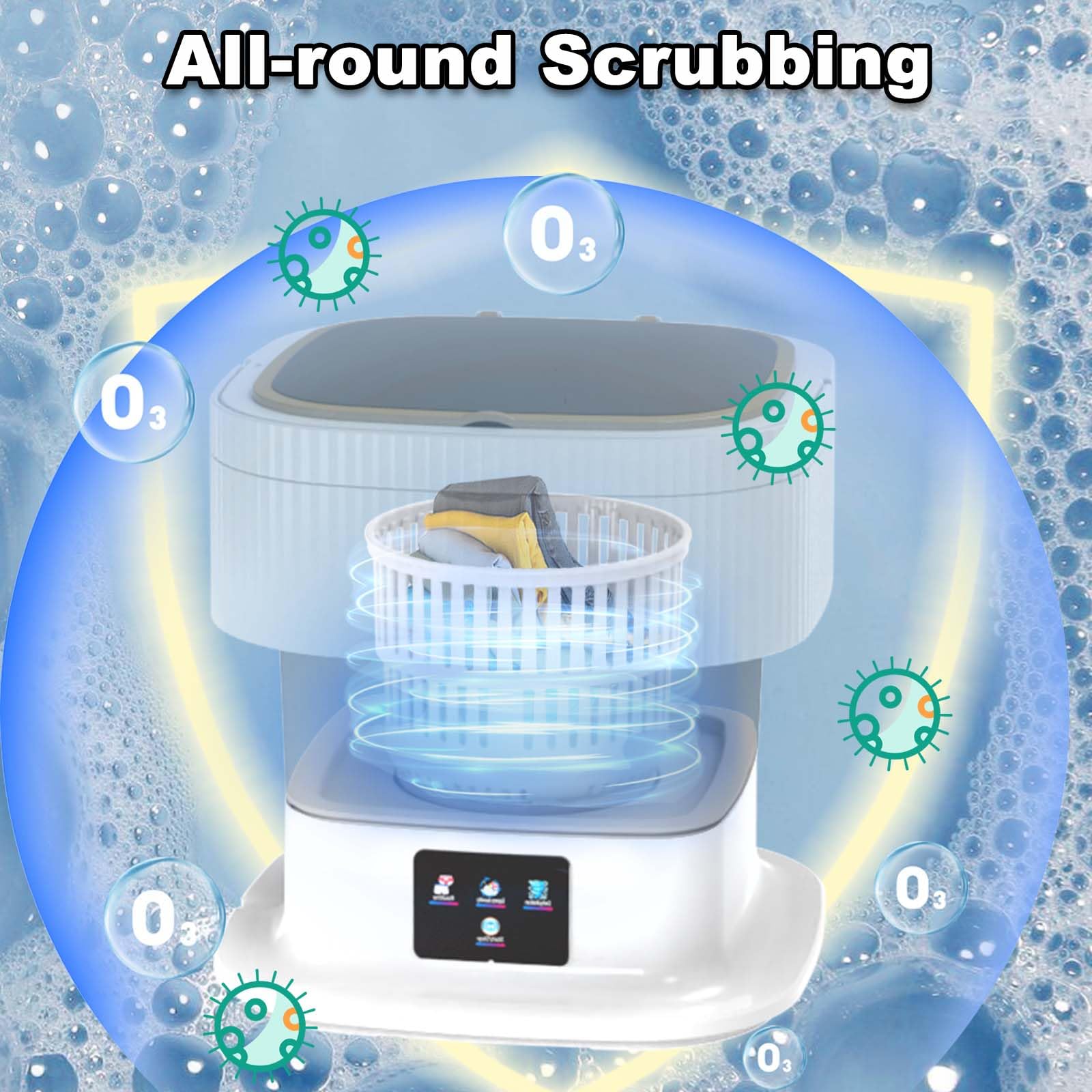 Portable Washing Machine 11L - Compact Mini Washer & Dryer 2 in 1 for Small Laundry, Baby Clothes, Underwear - Foldable Design for Apartments, Dorms, RV & Travel (Grey)