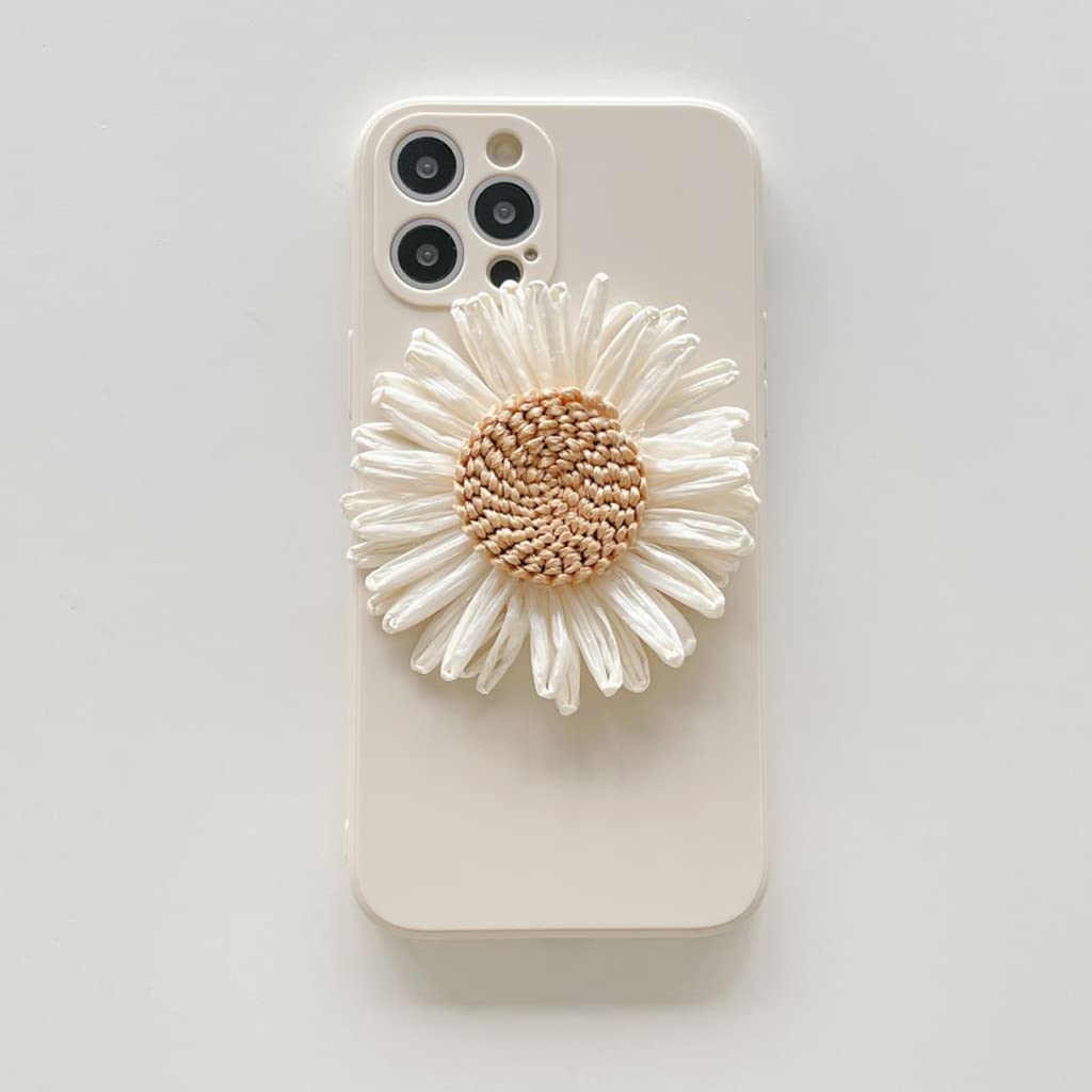 GKMXA iPhone 13 Pro Max Case - Korean Weave Daisy Flower Design, Soft TPU Protective Cover for Women & Men (White) | Perfect for Everyday Use, Gift Giving & Fashion Protection