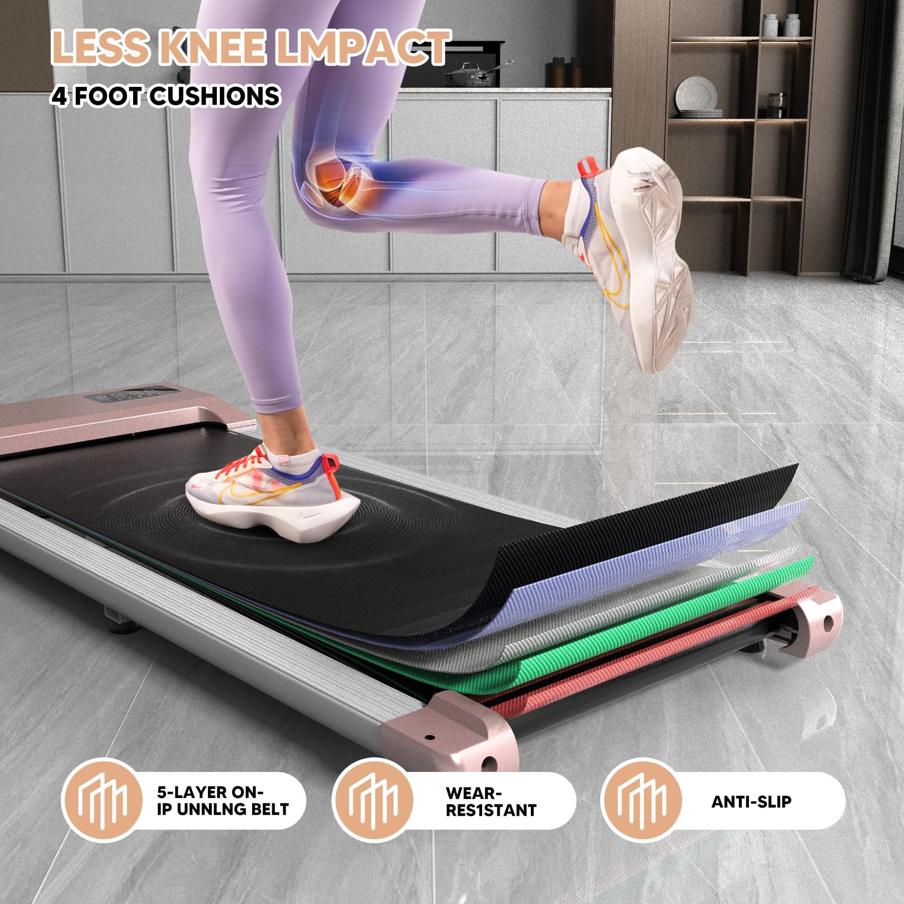 Under Desk Treadmill for Home & Office - 2 in 1 Portable Walking Pad with Remote Control & LED Display - Compact Mini Treadmill for Small Spaces - Perfect for Work from Home, Office Exercise & Apartment Workouts