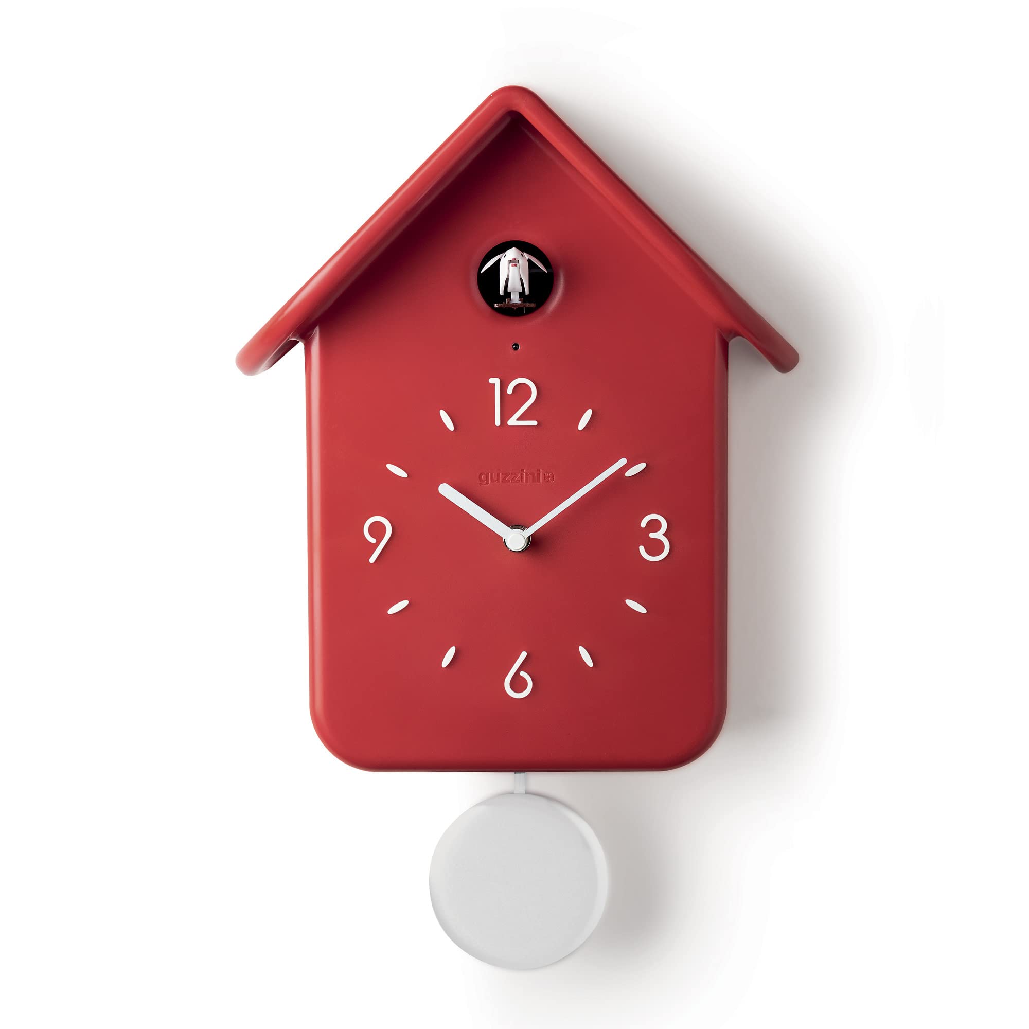 Guzzini Modern Home Wall Clock - 12 Inch Round Silent Non-Ticking Clock for Living Room, Bedroom, Office - Stylish Red Decor (One Size) | Perfect for Home Decor, Gift Giving & Office Spaces