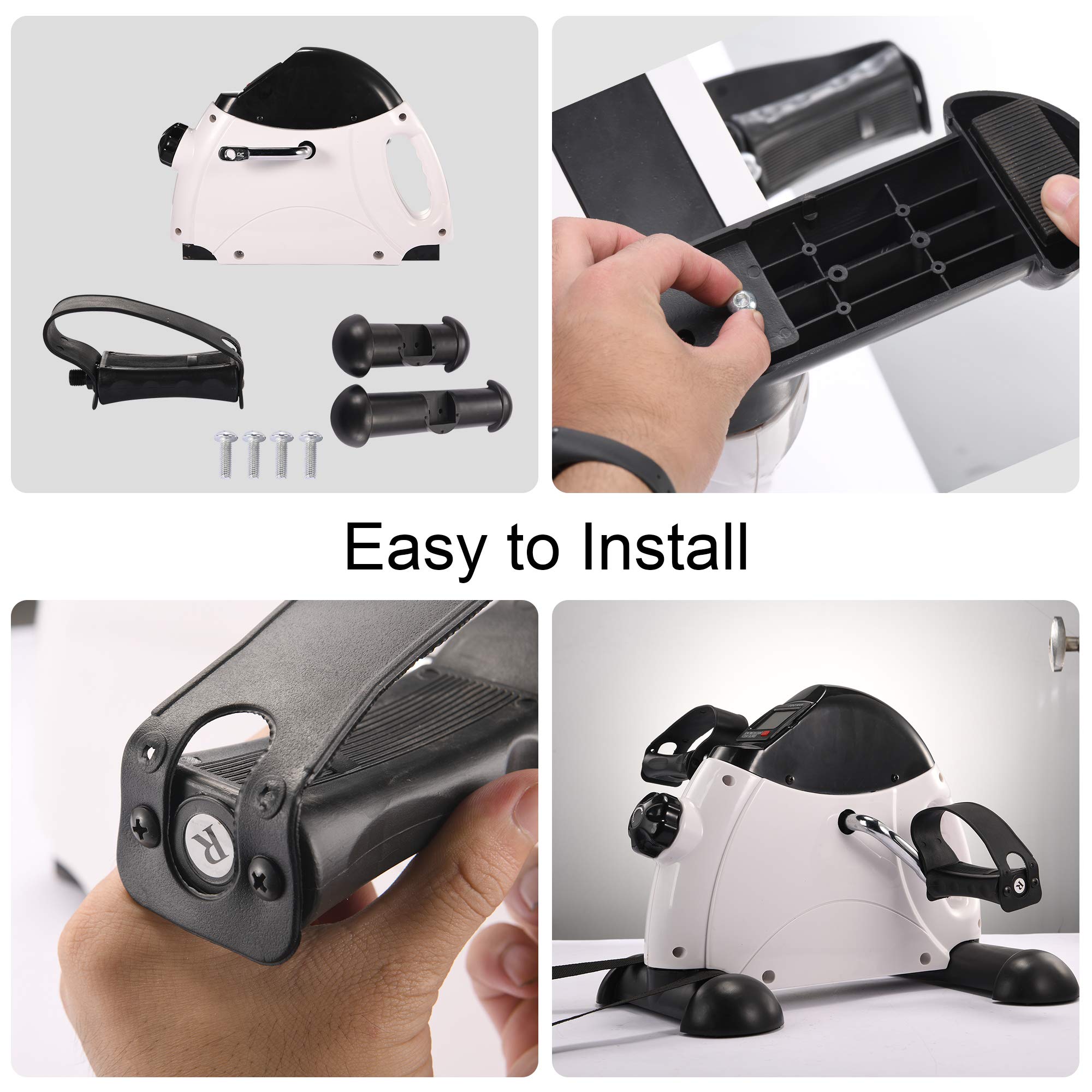 Under Desk Bike Pedal Exerciser - Mini Exercise Bike for Home & Office, Portable Foot Peddler for Physical Therapy, Leg & Arm Workout Equipment, Adjustable Sitting Pedal Exerciser for Elderly, Men & Women - Perfect for Sedentary Workers & Home Rehab