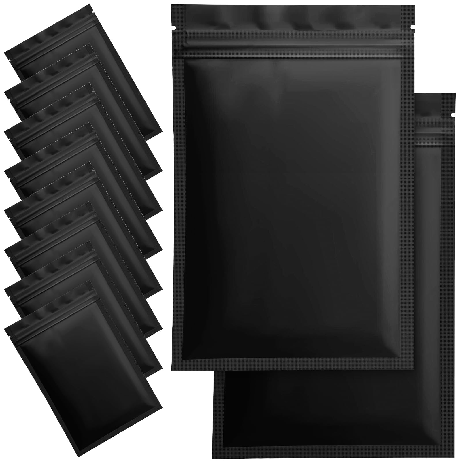 100 Pack Smell Proof Mylar Bags 5.9x8.7 Inch - Resealable Food Storage Bags for Lip Gloss, Jewelry & Small Business | Airtight Packaging Pouch for Organizing, Travel & Home Use (Matte Black)
