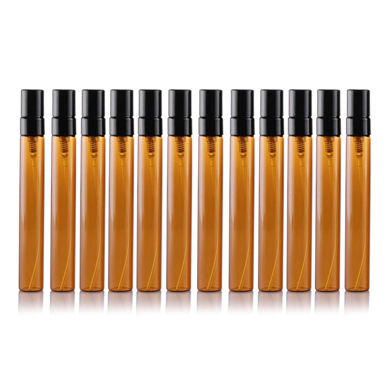 12 Pcs 10Ml Brown Glass Mist Sprayer - Portable Refillable Perfume Bottles for Travel, Gym & Home Use - Essential Oil & Cologne Dispenser