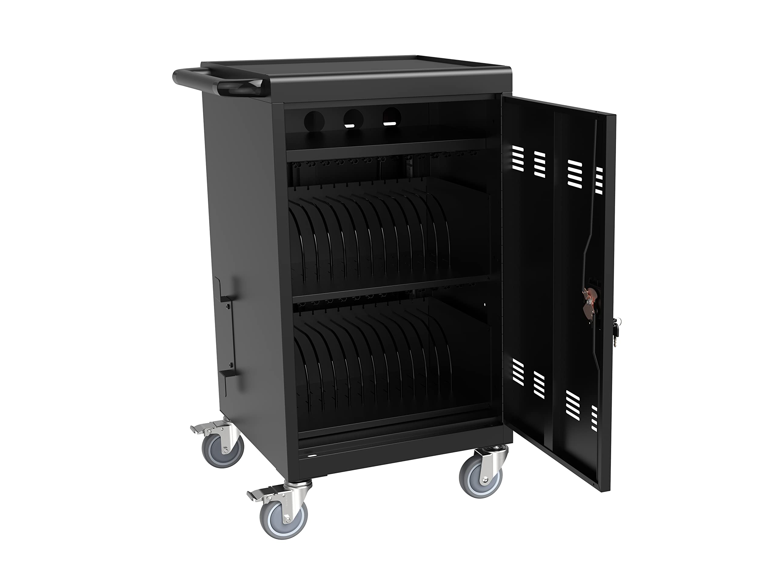 36-Device Mobile Charging Cart with Power Strip & Lockable Doors - Secure Charging Station for iPads, Chromebooks, Tablets & Laptops (Up to 17