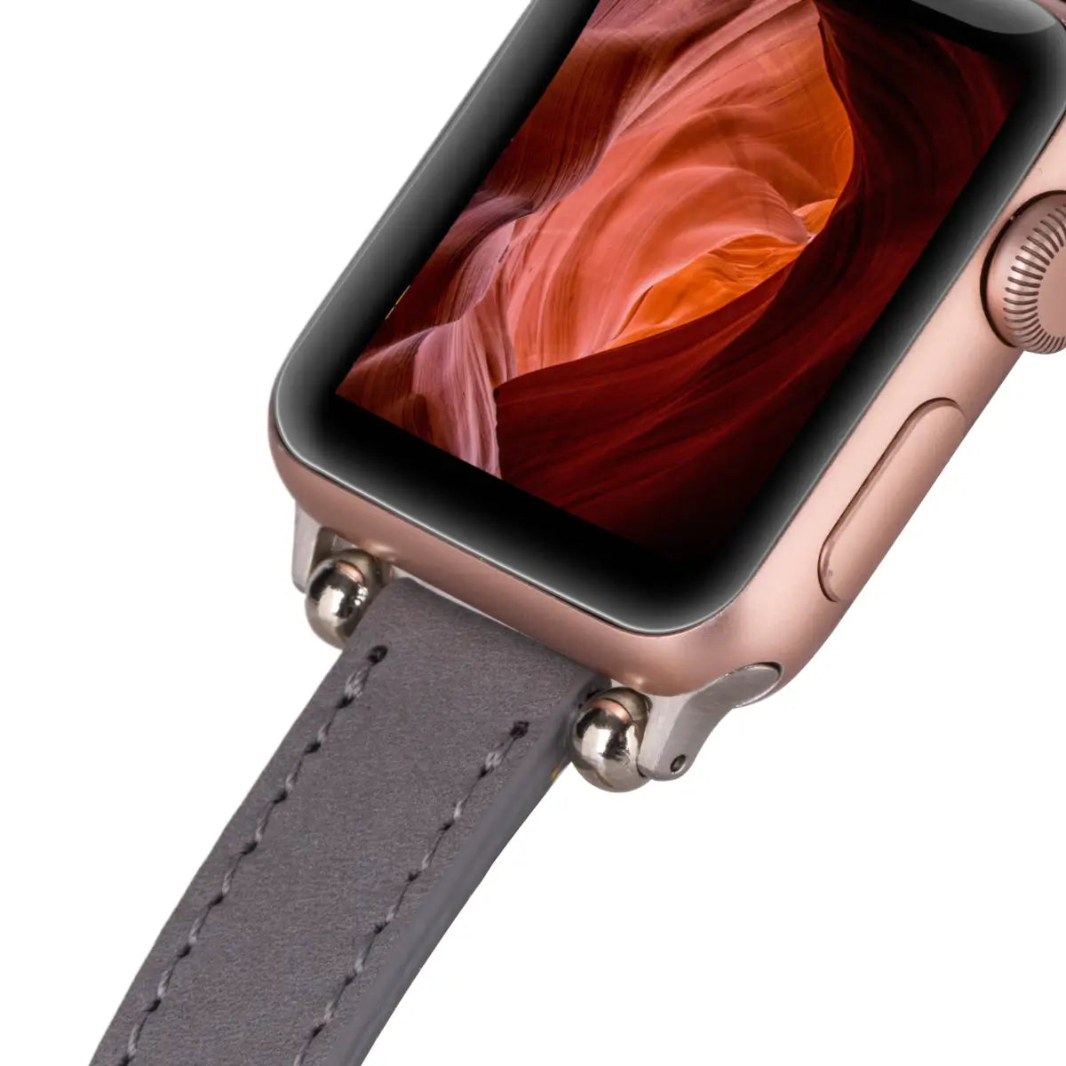 Premium Gray Genuine Leather Ultra Slim Apple Watch Band - Stylish & Comfortable for Workouts, Office & Everyday Wear