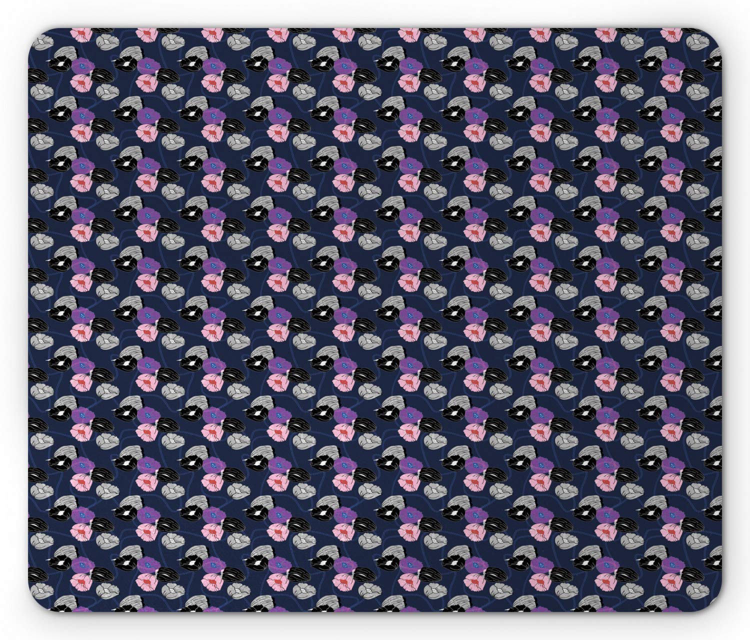 Ambesonne Floral Mouse Pad with Poppies and Tulips Design - Non-Slip Rubber Base, Standard Size Rectangle Mousepad for Office & Gaming - Botanical Themed Computer Accessory for Home & Work Desks