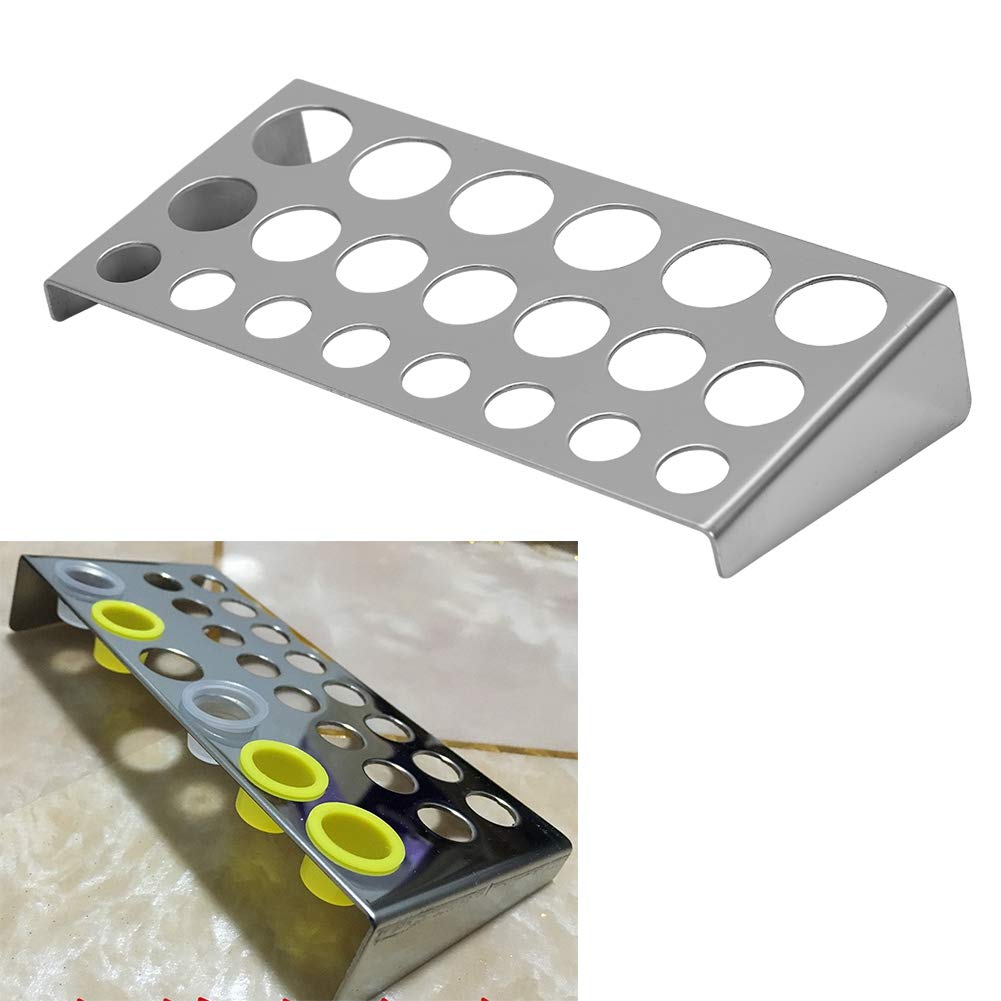 Stainless Steel Ink Cup Holder with 21 Troughs - Pigment Ink Storage Shelf Stand for Tattoo & Screen Printing Supplies | Perfect for Tattoo Artists & Print Shops