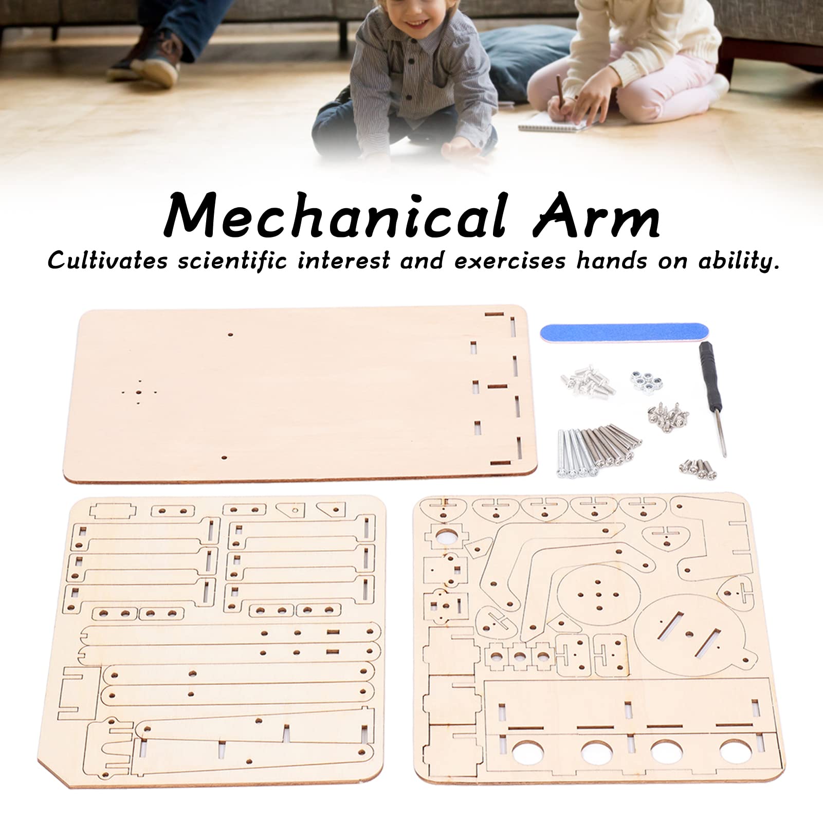 DIY Wooden Hydraulic Excavator STEM Toy - Educational Construction Science Kit with Mechanical Claws & Robotic Arm for Kids - Perfect for School Projects, Science Fairs & Hands-On Learning