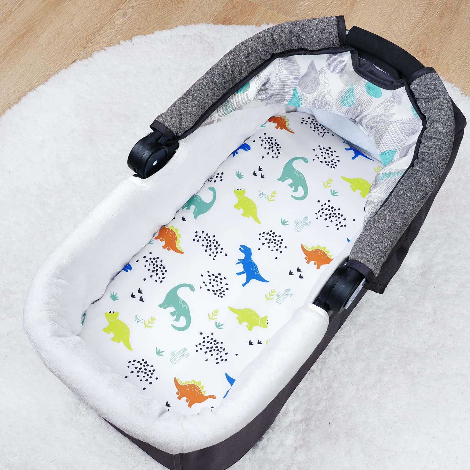 3 Pack Soft Bassinet Sheets for Baby Boys - Dinosaur Print Breathable Crib Sheets, No Slip Universal Fit for Most Cradles & Bassinets, Navy Blue - Perfect for Nursery, Daycare & Travel
