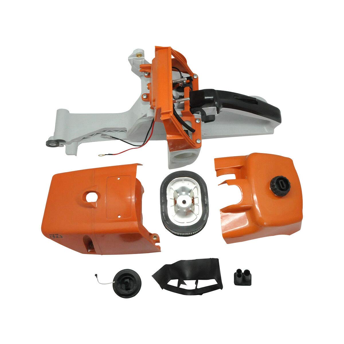 Stihl MS660 Chainsaw Replacement Fuel Tank with Rear Handle & Air Filter Cover Shroud - Durable Parts for Professional Logging & Tree Cutting