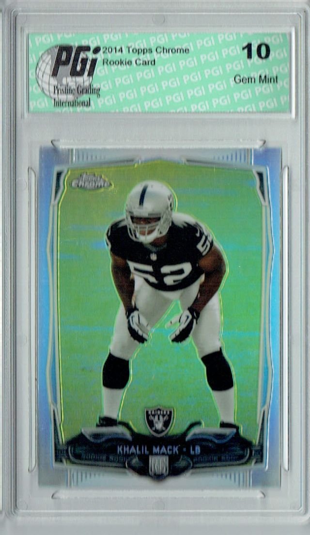 2014 Topps Chrome Khalil Mack #184 Refractor Rookie Card PGI 10 - Perfect for NFL Collectors, Sports Memorabilia Enthusiasts, and Investment in Rare Football Cards