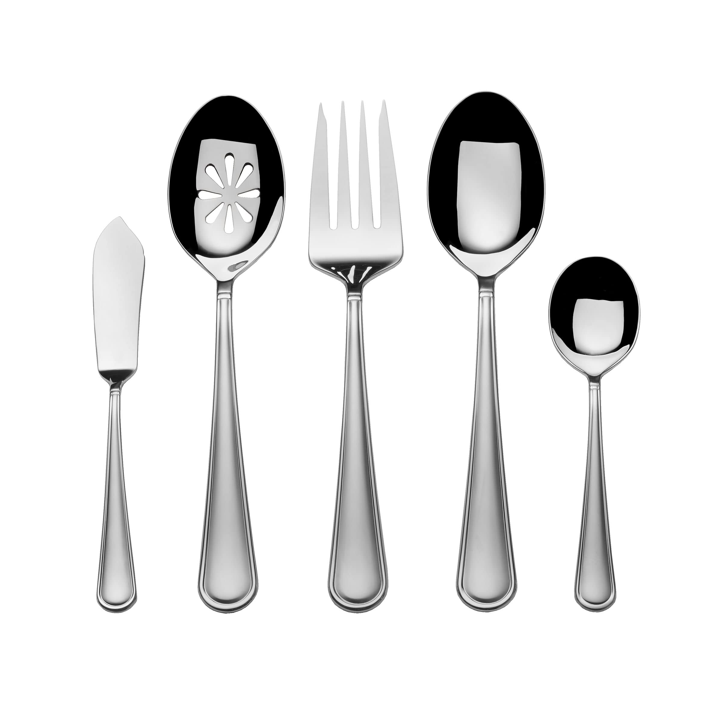Premium Mikasa Virtuoso Frost 65-Piece Flatware Set for 12 - 18/10 Stainless Steel Silverware with Serving Utensils - Elegant Dinnerware for Formal Dining, Weddings & Holiday Entertaining