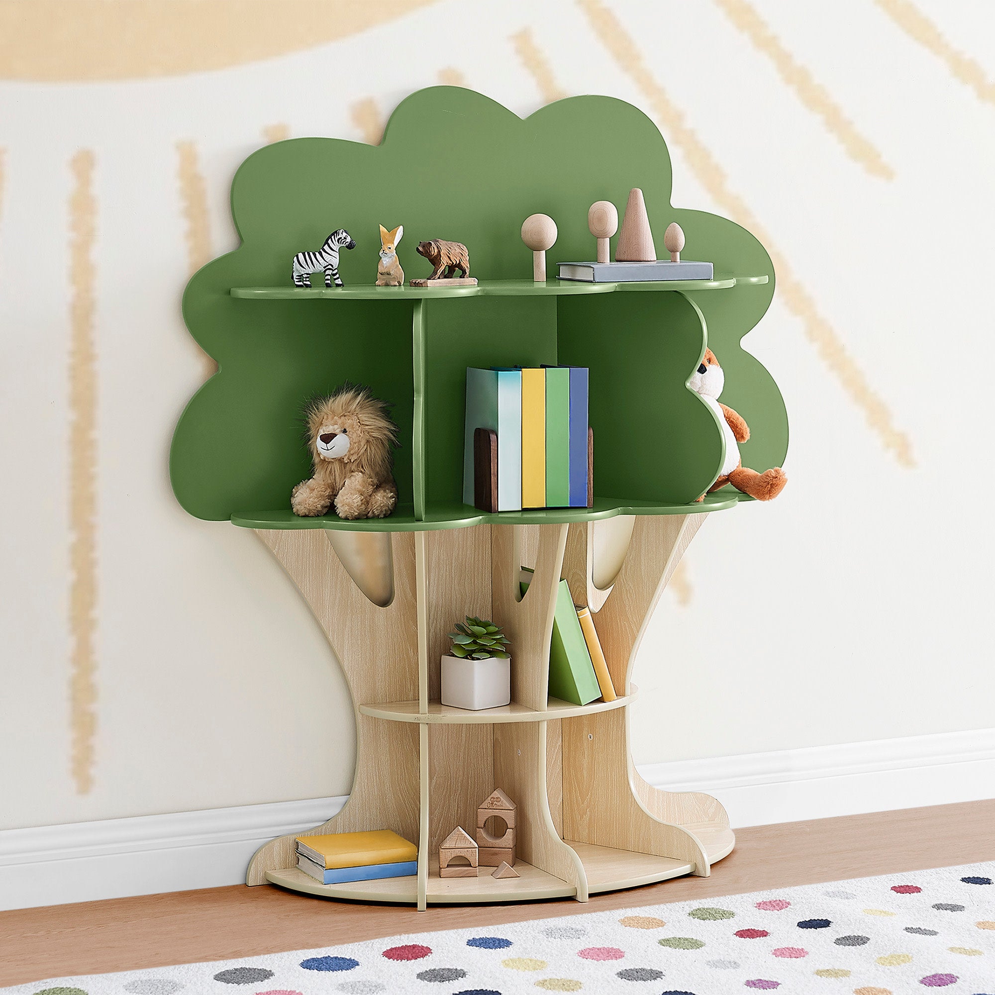 Greenguard Gold Certified Tree Bookcase - Eco-Friendly Kids Bookshelf for Bedroom, Nursery & Playroom Organization