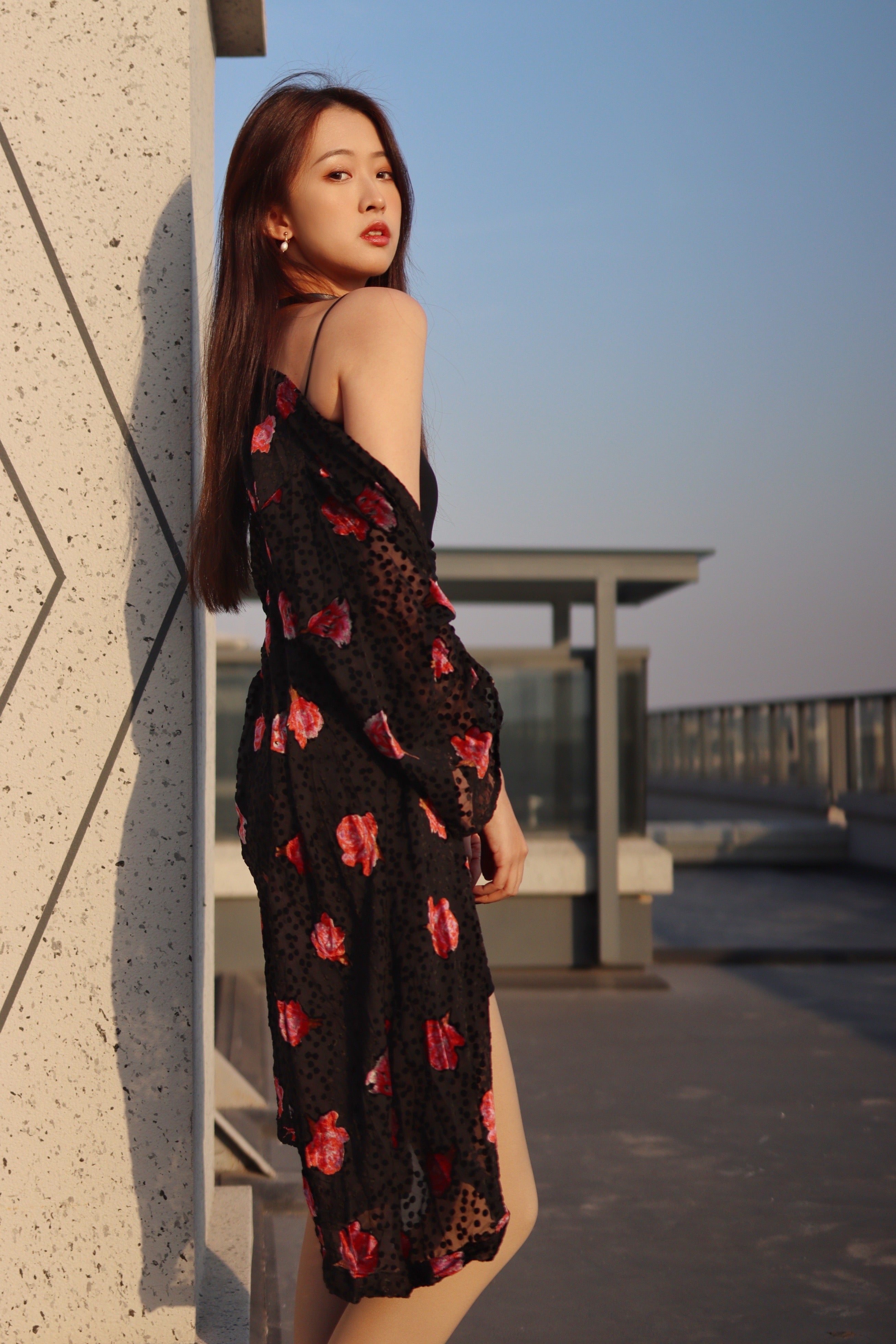 Black Velvet Rose Kimono Robe - Elegant Floral Lace Trim Womens Bathrobe for Spa, Bridal Shower & Boudoir Photography