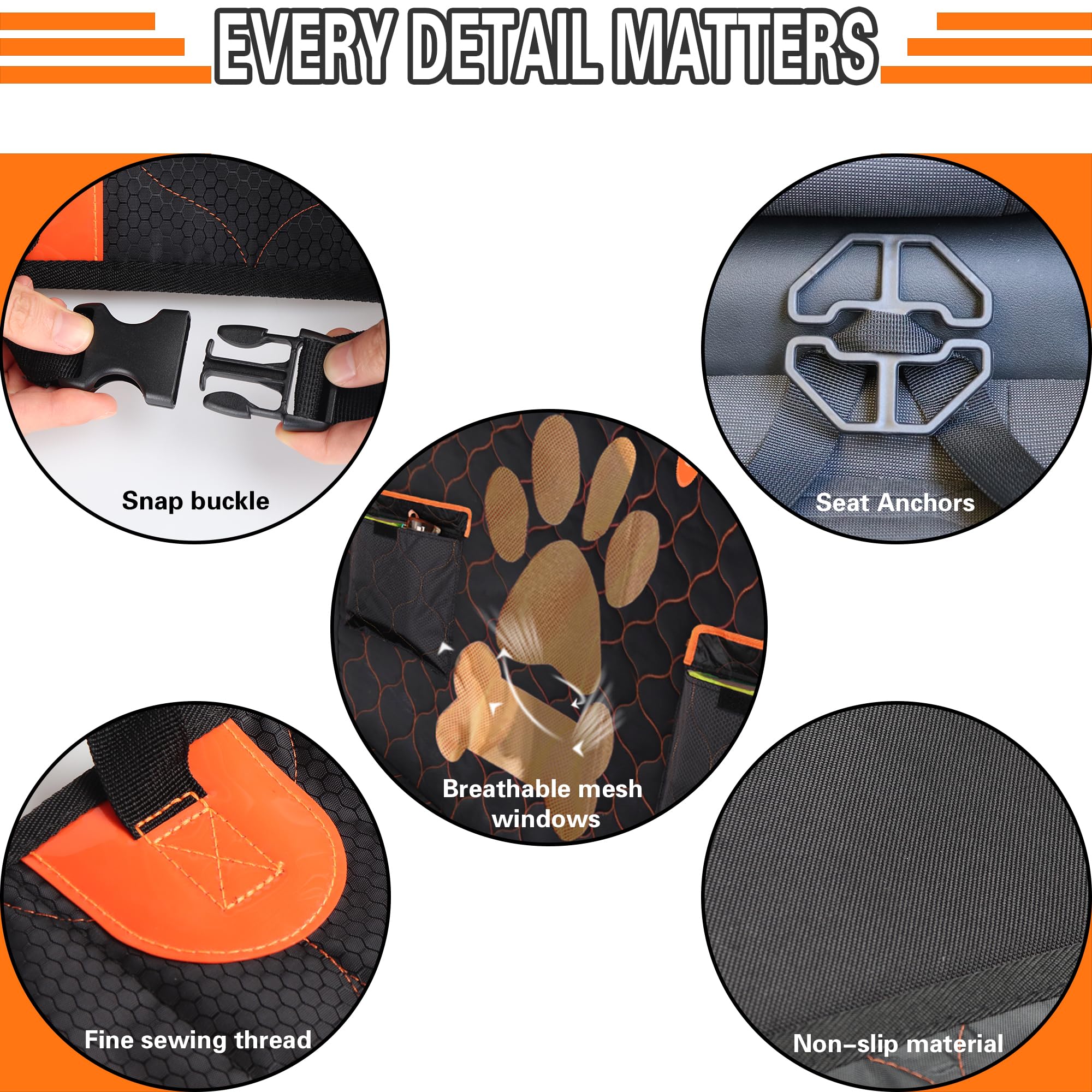 **VTSGN Heavy Duty Dog Car Seat Cover - 330lb Capacity, Waterproof & Scratch-Proof Back Seat Extender for SUVs & Trucks | Non-Slip, Durable & Detachable Pet Hammock - Perfect for Road Trips, Camping & Outdoor Adventures**