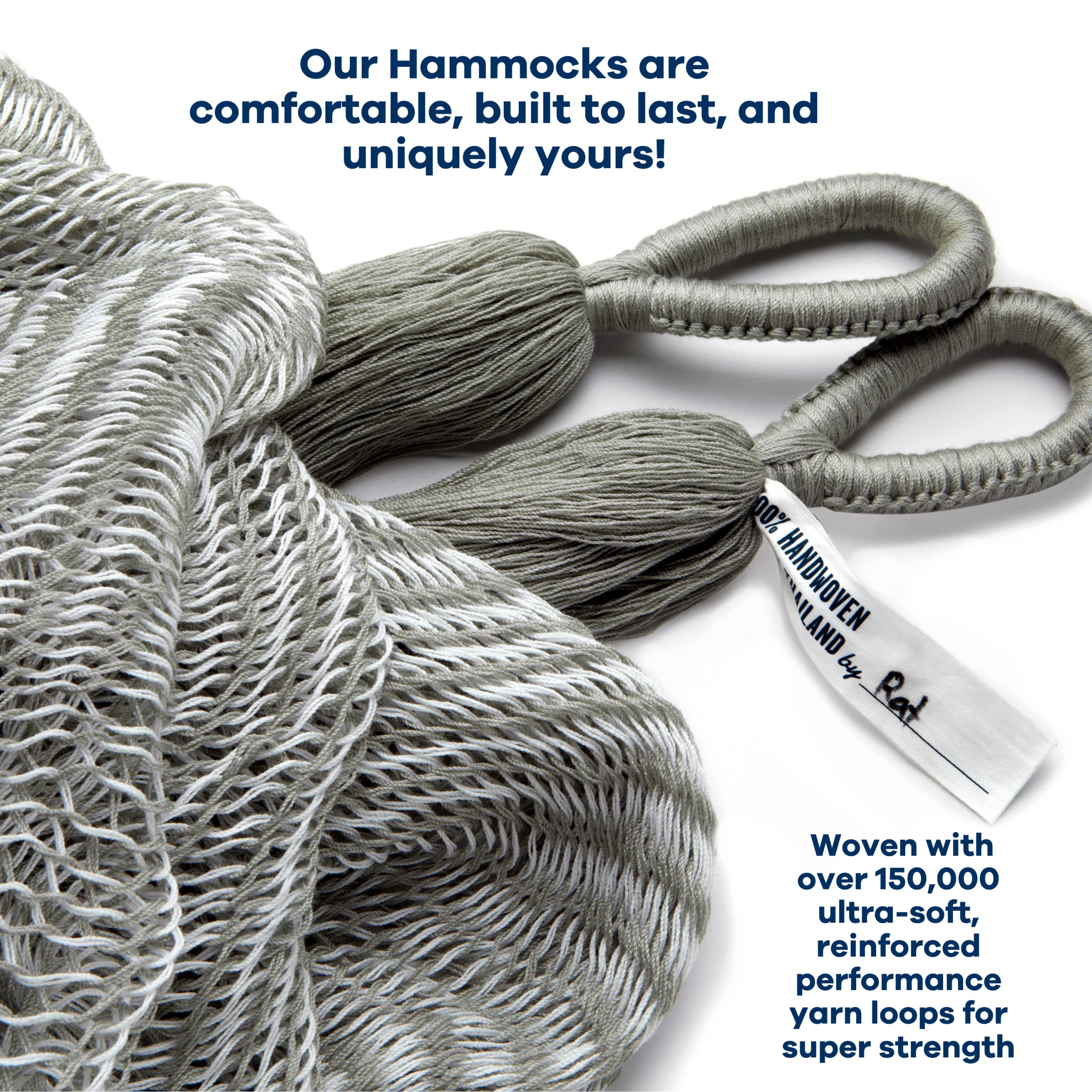 Premium Handwoven Double Hammock by Yellow Leaf - 400lb Capacity, Weatherproof & Ultra Soft for 1-2 People - Easy to Hang Indoor/Outdoor - Perfect for Backyard, Beach, Camping & Patio Relaxation - Artisan Crafted Stripe Grey & White Design