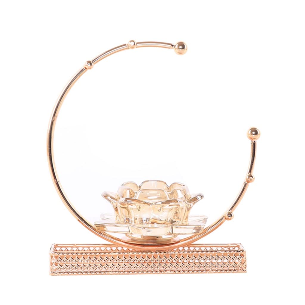Elegant Moon Shaped Crystal Glass Candle Holder for Dining Table - Home & Wedding Decoration, Desktop Candlestick (Color: Large) | Perfect for Romantic Dinners, Wedding Centerpieces & Home Decor