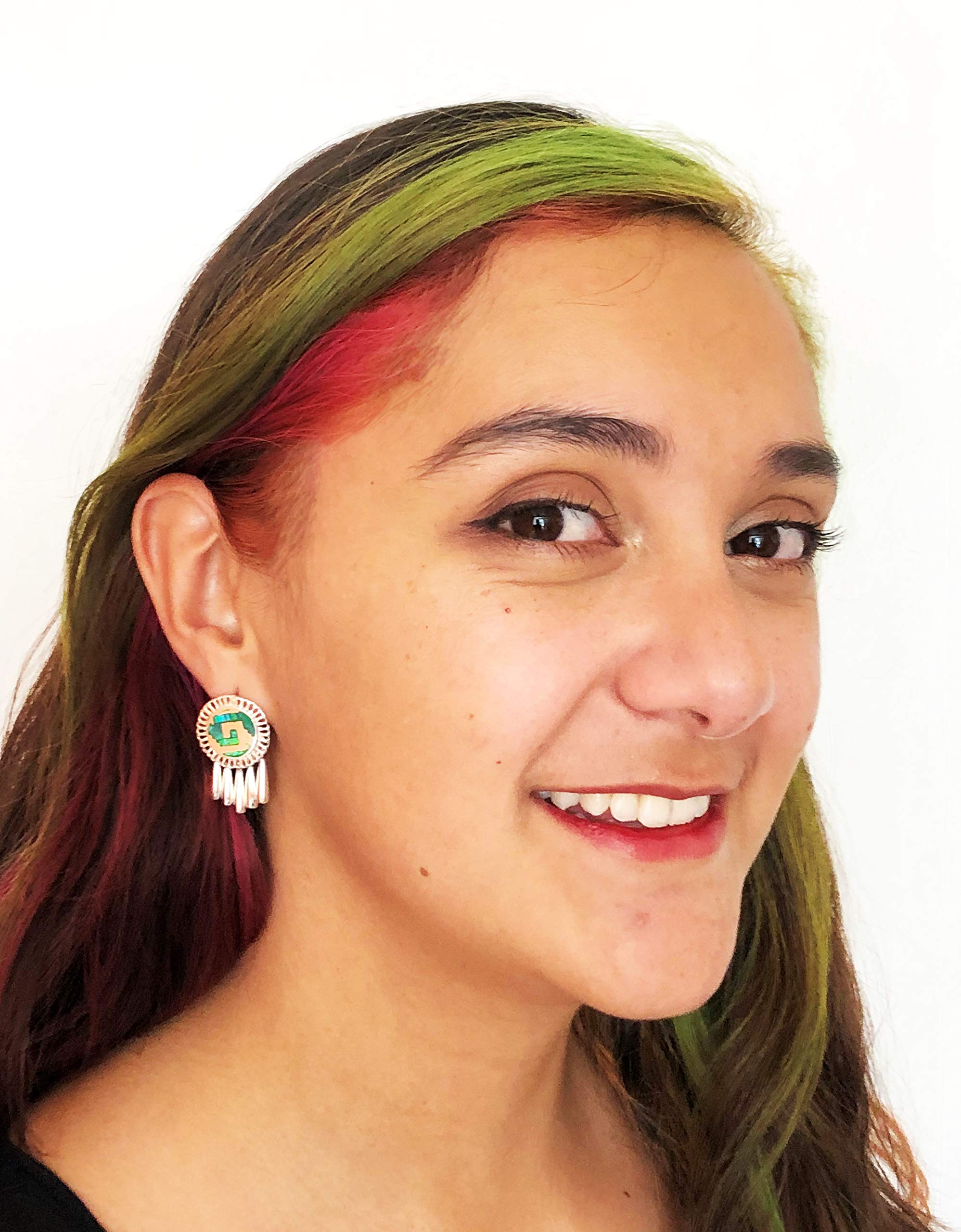 Chimalli's Sterling Silver Earrings with Genuine Green Opal - Perfect for Parties, Weddings & Everyday Elegance