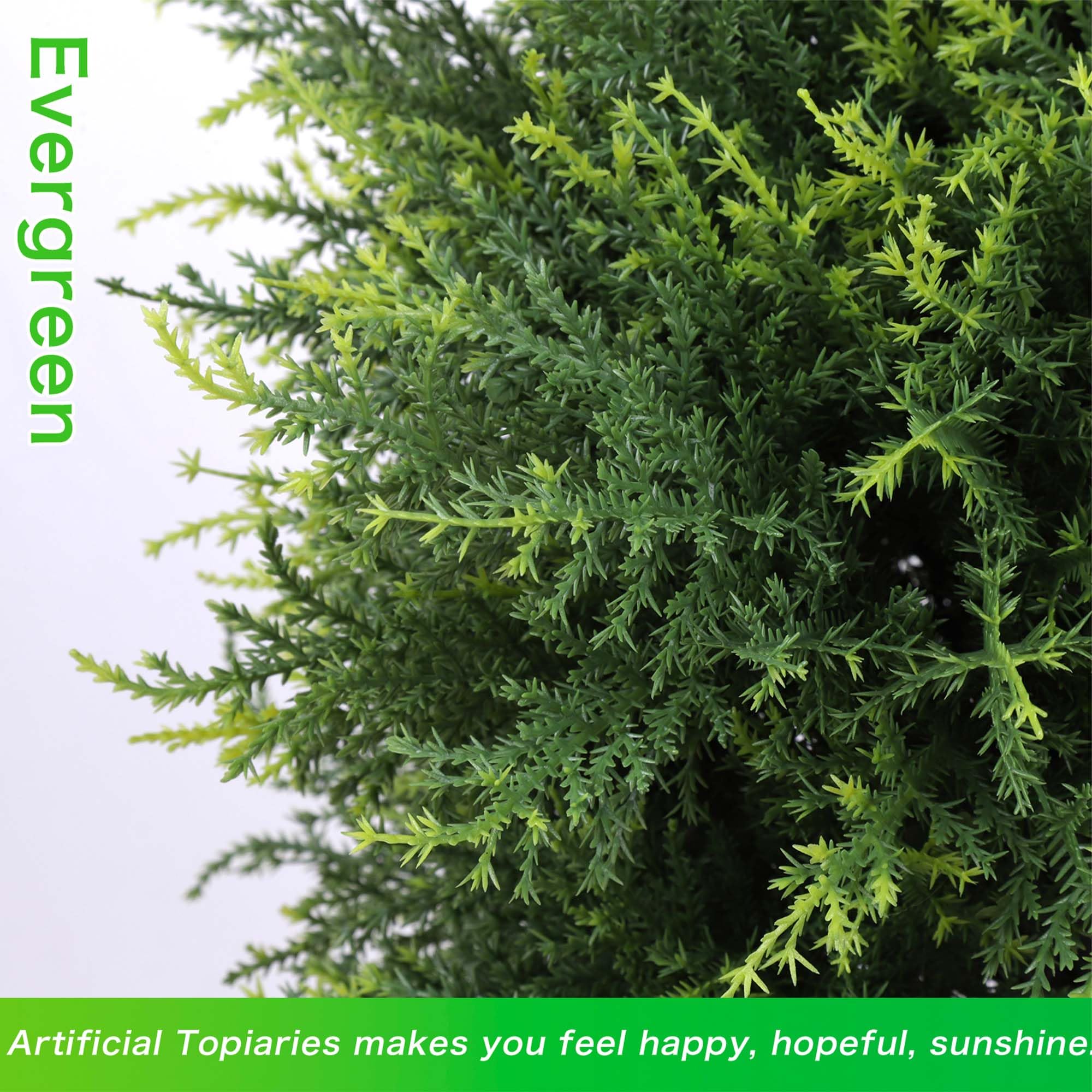 5FT Artificial Cedar Topiary Trees - Set of 2 Potted Fake Cypress Trees, Faux Evergreen Plants for Home, Porch, Garden Decor | Indoor & Outdoor Decoration, Wedding & Party Centerpieces